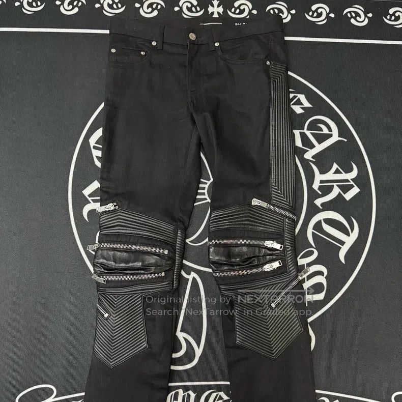 Saint Laurent Paris Saint Laurent Paris Patchwork Leather Biker Pants with Zip Size US 29 - 2 Thumbnail