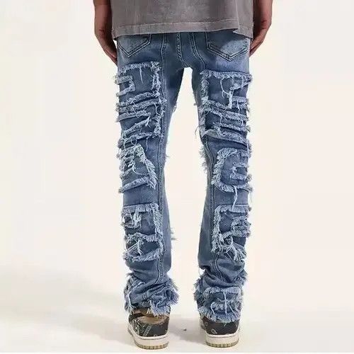 Jean Blue Color Hip Hop Loose Denim Trousers Vibe Style Size US 32 / EU 48 - 2 Thumbnail