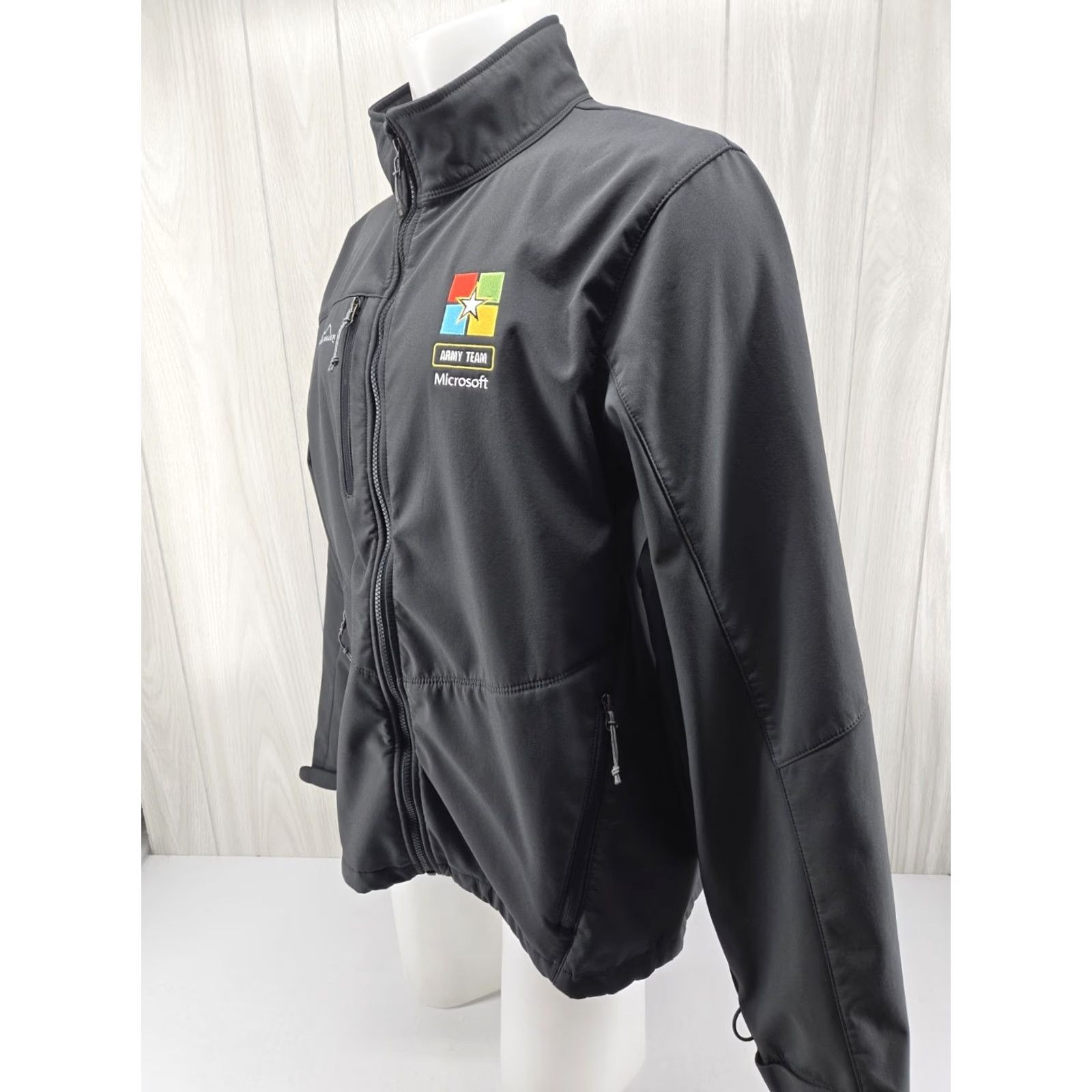 Eddie Bauer Eddie Bauer Soft Shell Jacket Mens XL Gray Army Team Windbreaker, Casual, Travel, Hiking, Walking, Regular, Polyester, Zip, Fleece, Army Theme Size US XL / EU 56 / 4 - 3 Thumbnail