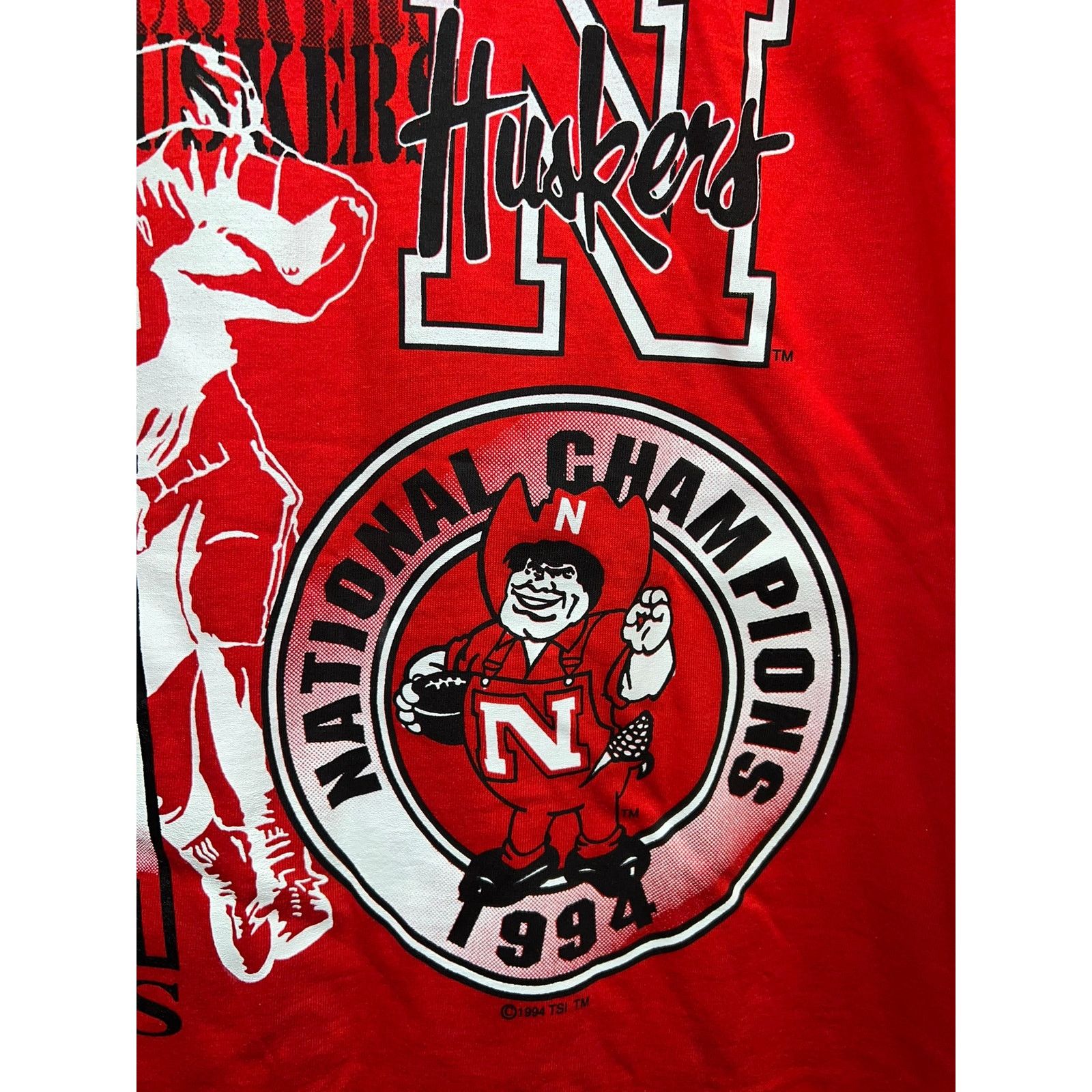 Fruit Of The Loom Vintage Nebraska Cornhuskers Shirt Huskers Football Tee 90s Size US L / EU 52-54 / 3 - 8 Thumbnail