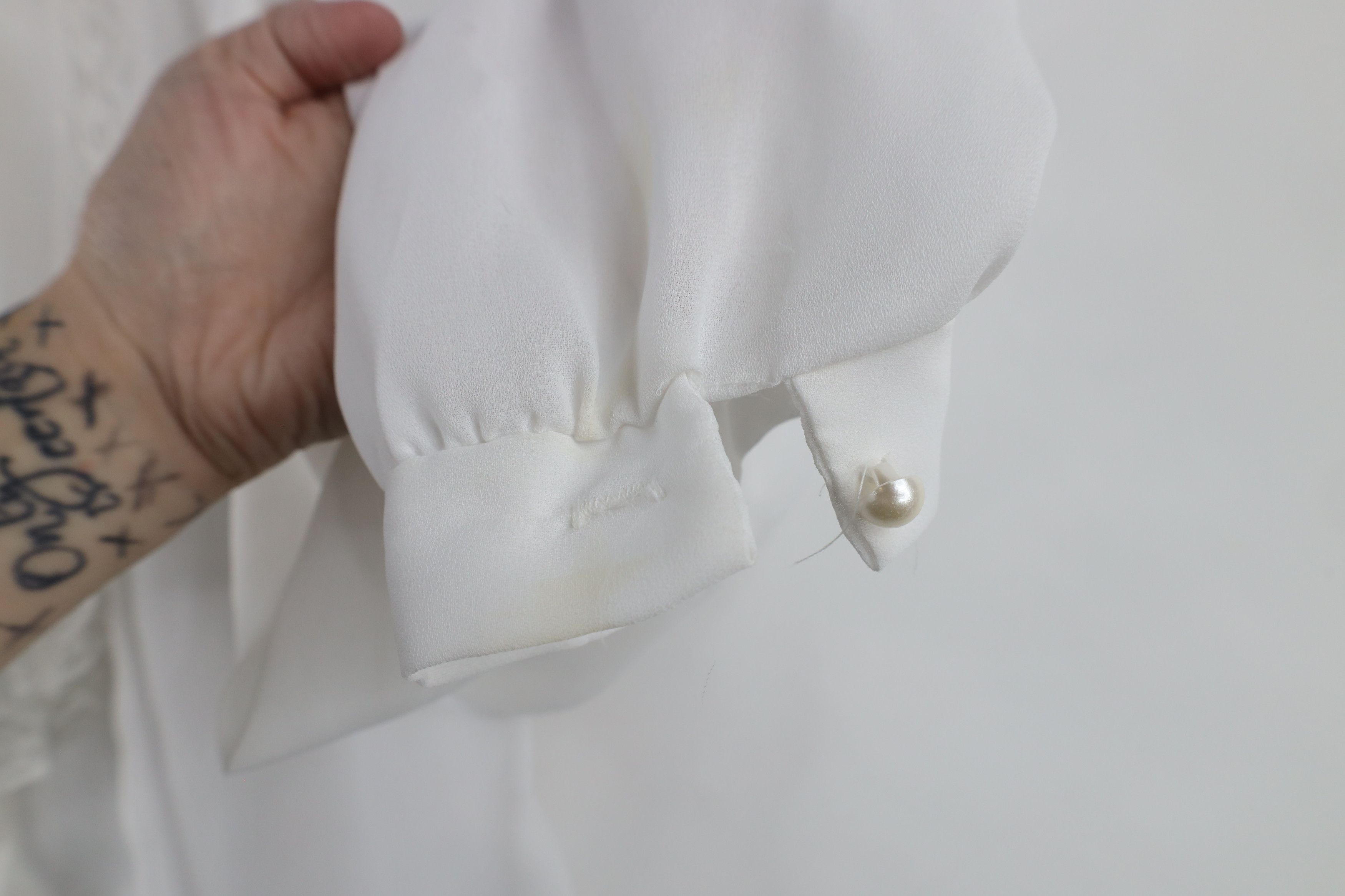Vintage Vintage 90s Streetwear Lace Flower Frill Collar Button Shirt Size XXL / US 16-18 / IT 52-54 - 10 Thumbnail