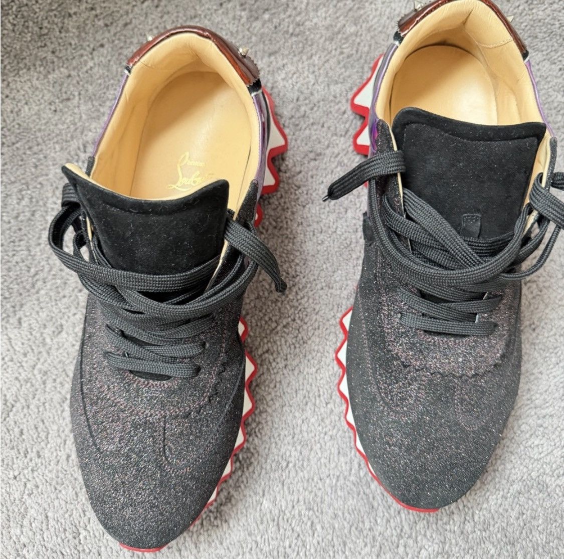 Christian Louboutin Christian Louboutin Purple and Black glitter Loubisharks Size US 11 / EU 44 - 1 Thumbnail