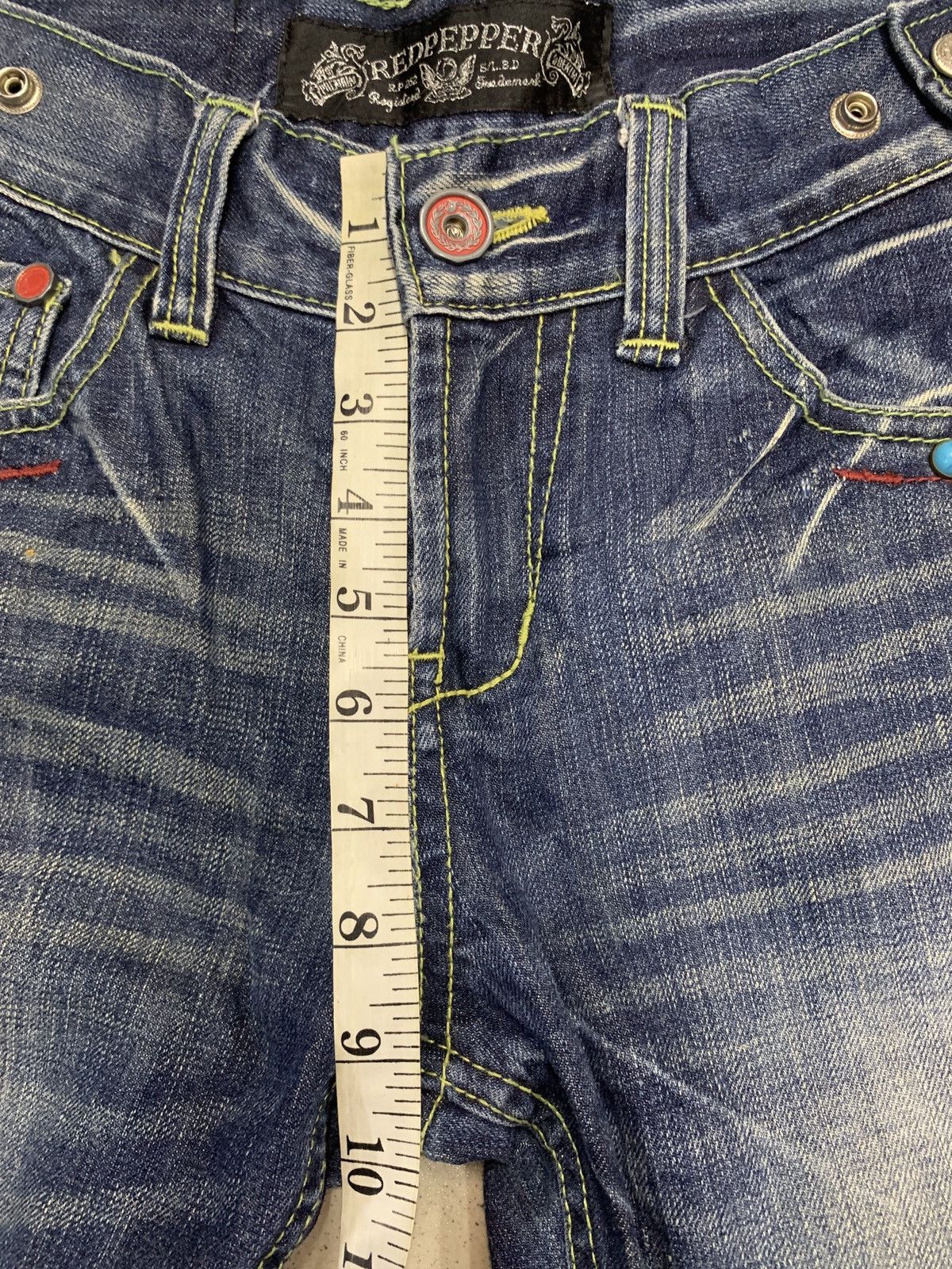 If Six Was Nine Y2K Red Pepper Denim Japan Wings Flared Jeans Size US 28 / EU 44 - 17 Thumbnail