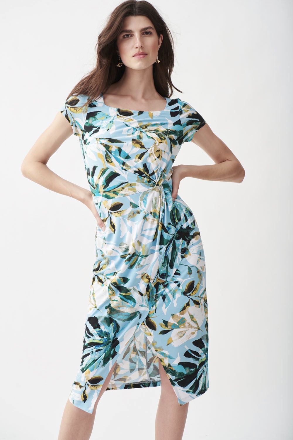 Designer × Joseph Ribkoff Joseph Ribkoff Womens Blue-Multi Tropical Print Dress Size M / US 6-8 / IT 42-44 - 1 Thumbnail