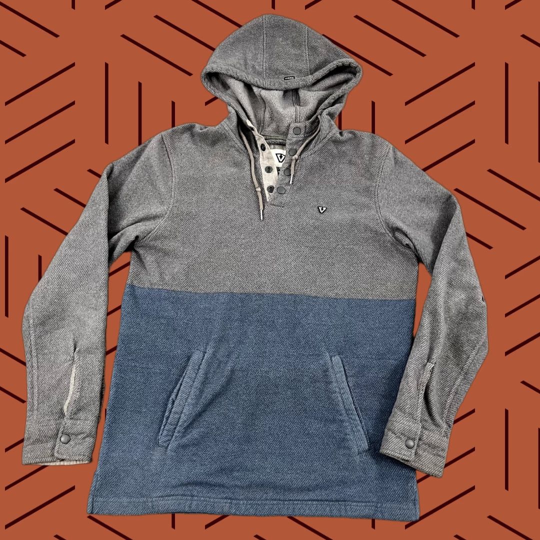 Vissla VISSLA Jacket Mens M Gray Blue Eco-ZY Henley Hooded Kangaroo Popover Beach Size US M / EU 48-50 / 2 - 1 Thumbnail