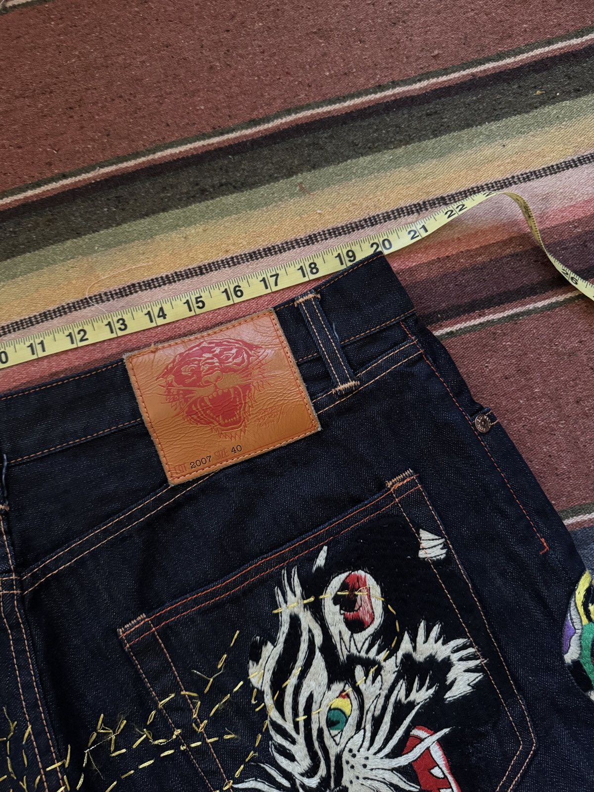 Ed Hardy × Vintage Y2K 2007 Ed Hardy Denim Panther Jorts Size US 40 / EU 56 - 9 Thumbnail