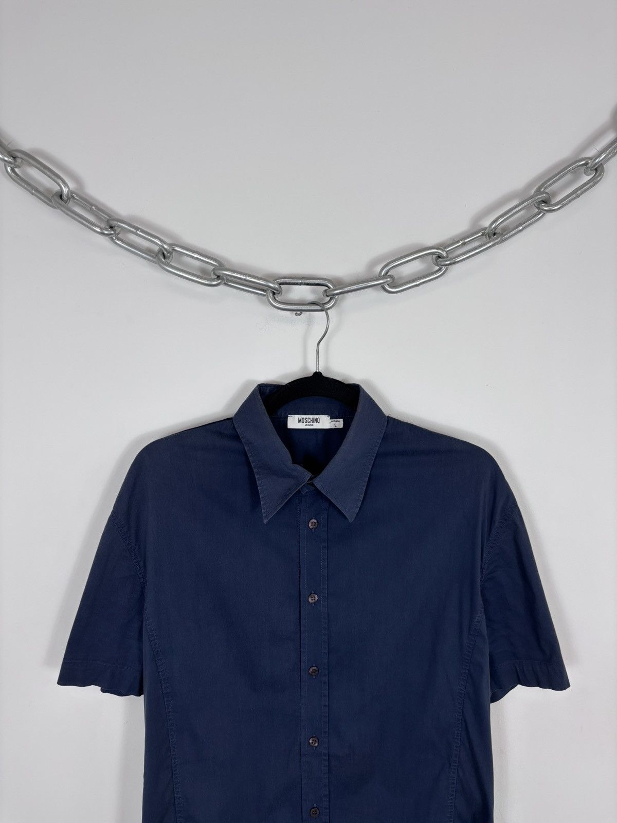 Moschino Vintage Moschino Jeans Men’s Navy Blue Short Sleeve Shirt Size US L / EU 52-54 / 3 - 2 Thumbnail