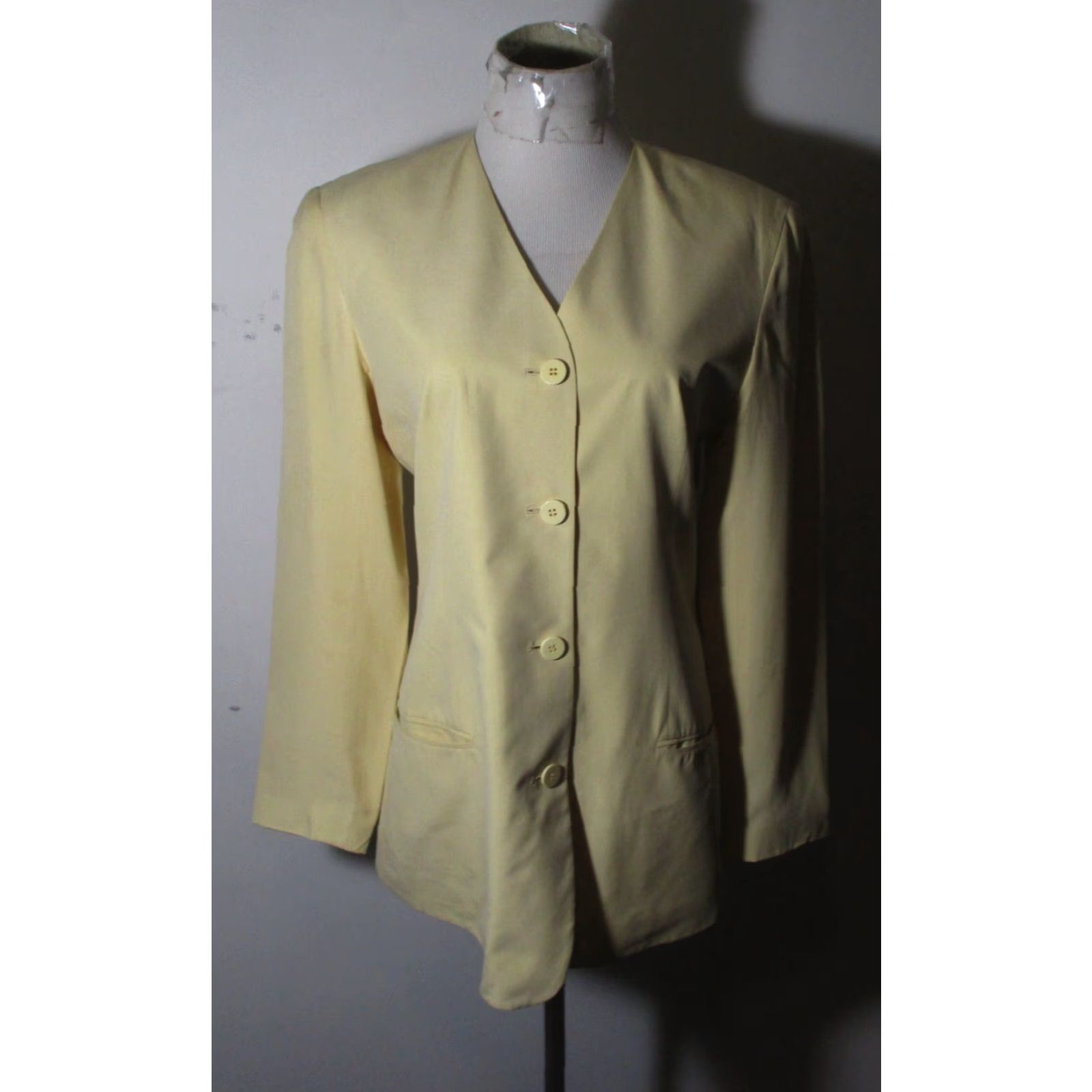 Ann Taylor ANN TAYLOR Jacket Women's 100% Silk Maze Yellow Size 6 Size M / US 6-8 / IT 42-44 - 2 Thumbnail