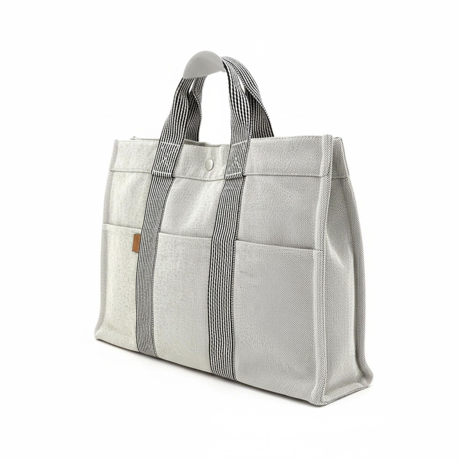 Hermes Hermès - Canvas Tote Handbag with Striped Handles Size ONE SIZE - 1 Thumbnail