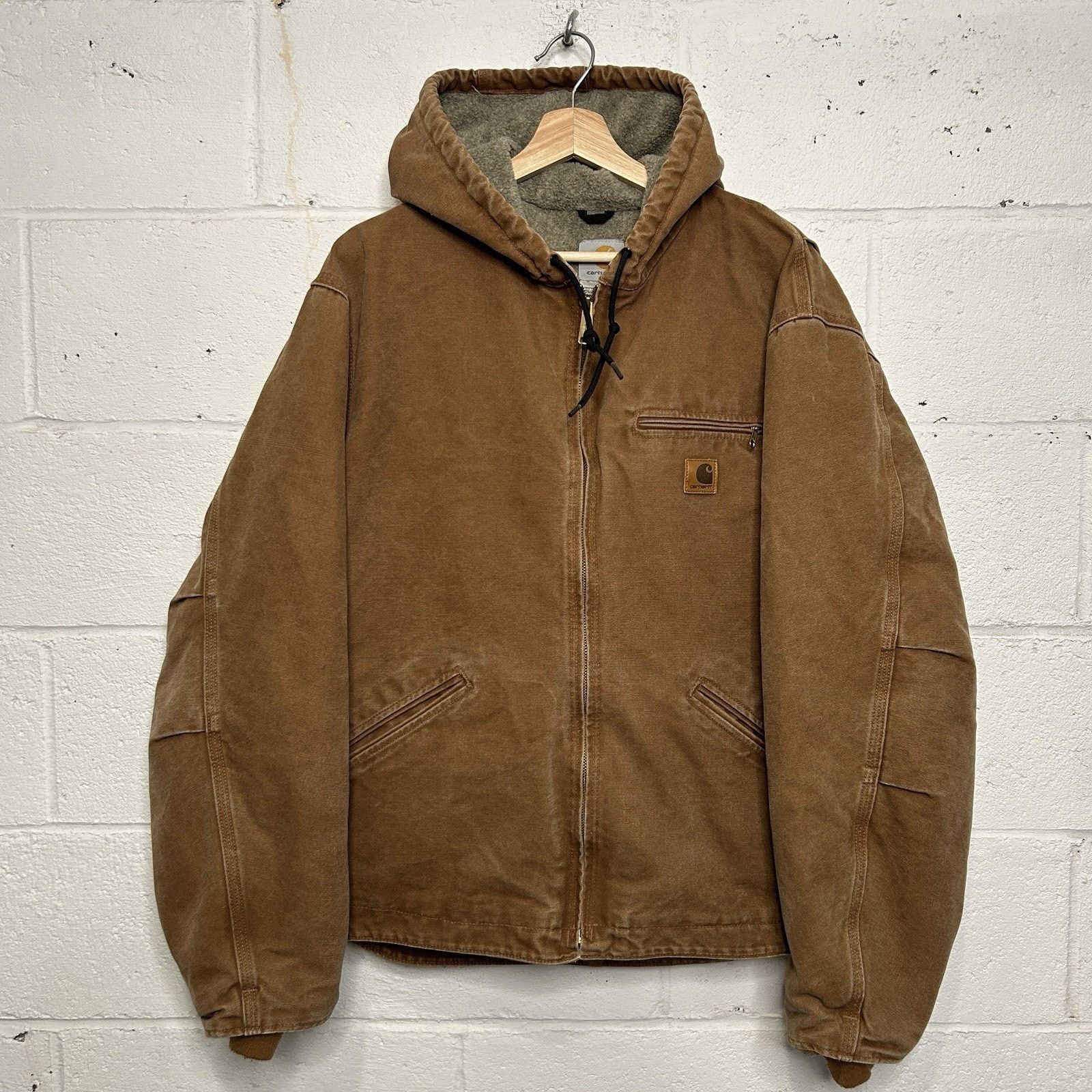 Carhartt Y2K Carhartt Sherpa-Lined Hooded Detroit Jacket “Brown” J141 Size US XL / EU 56 / 4 - 1 Thumbnail