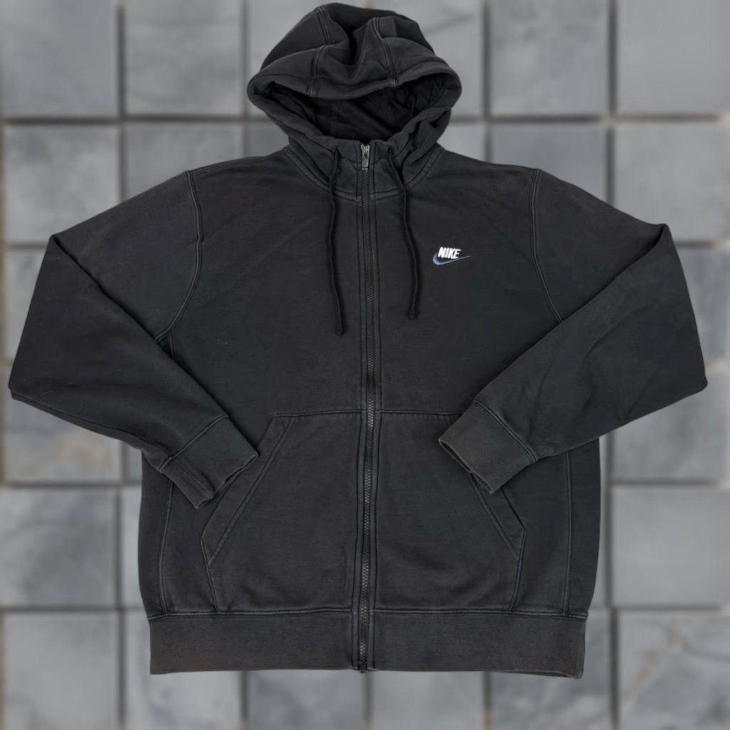 Nike Nike Hoodie Adult Medium Black Blue Sportswear Club Zip Sweatshirt Distressed M Size US M / EU 48-50 / 2 - 1 Thumbnail