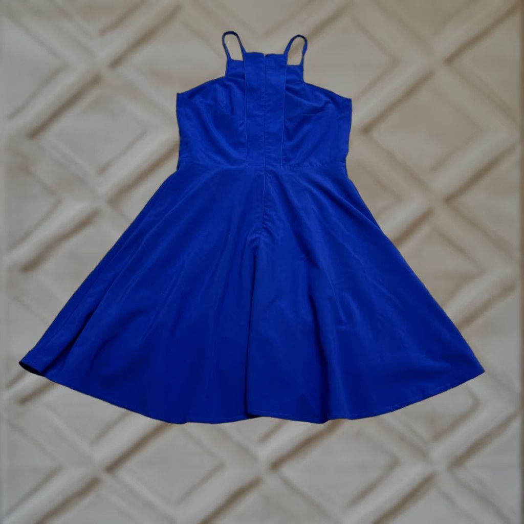 Lulus Dress Womens Sleeveless Halter A-Line Mini Skater Fit & Flare Royal  Blue - stein-coach.com