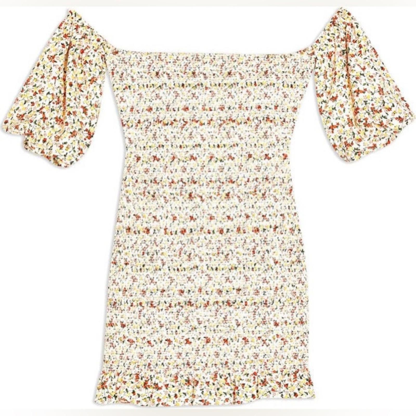 Topshop Topshop Floral Print Off Shoulder Smocked Mini Dress- Size 8 Size M / US 6-8 / IT 42-44 - 2 Thumbnail
