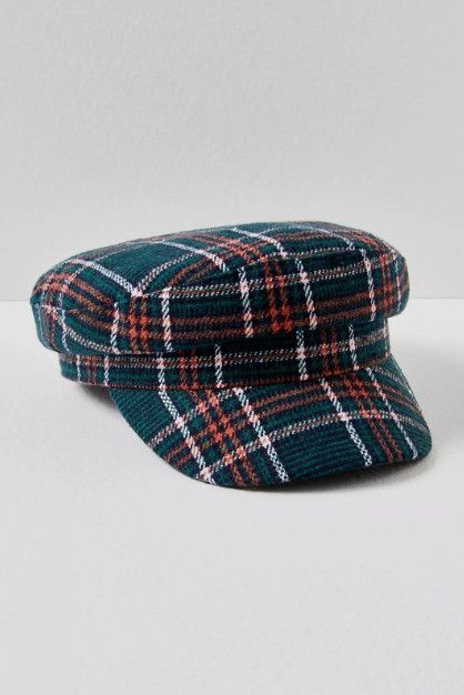 Free People Free People Lilibeth Green Plaid Lieutenant Newsboy Hat Cap Size ONE SIZE - 1 Thumbnail