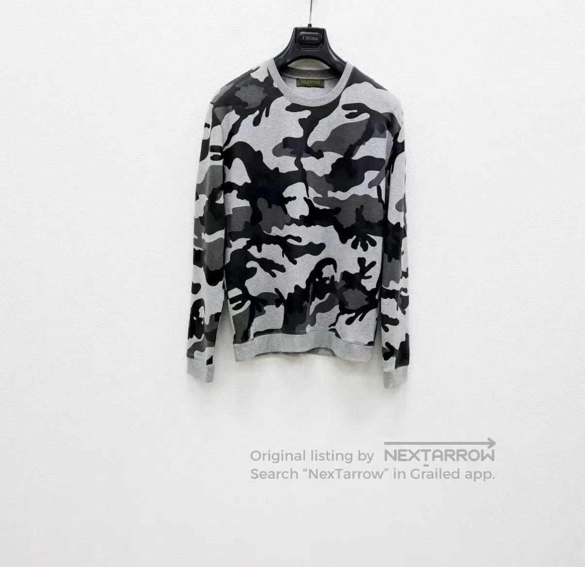 Valentino Gray Camouflage Long Sleeve Sweatshirt. Size US M / EU 48-50 / 2 - 1 Thumbnail