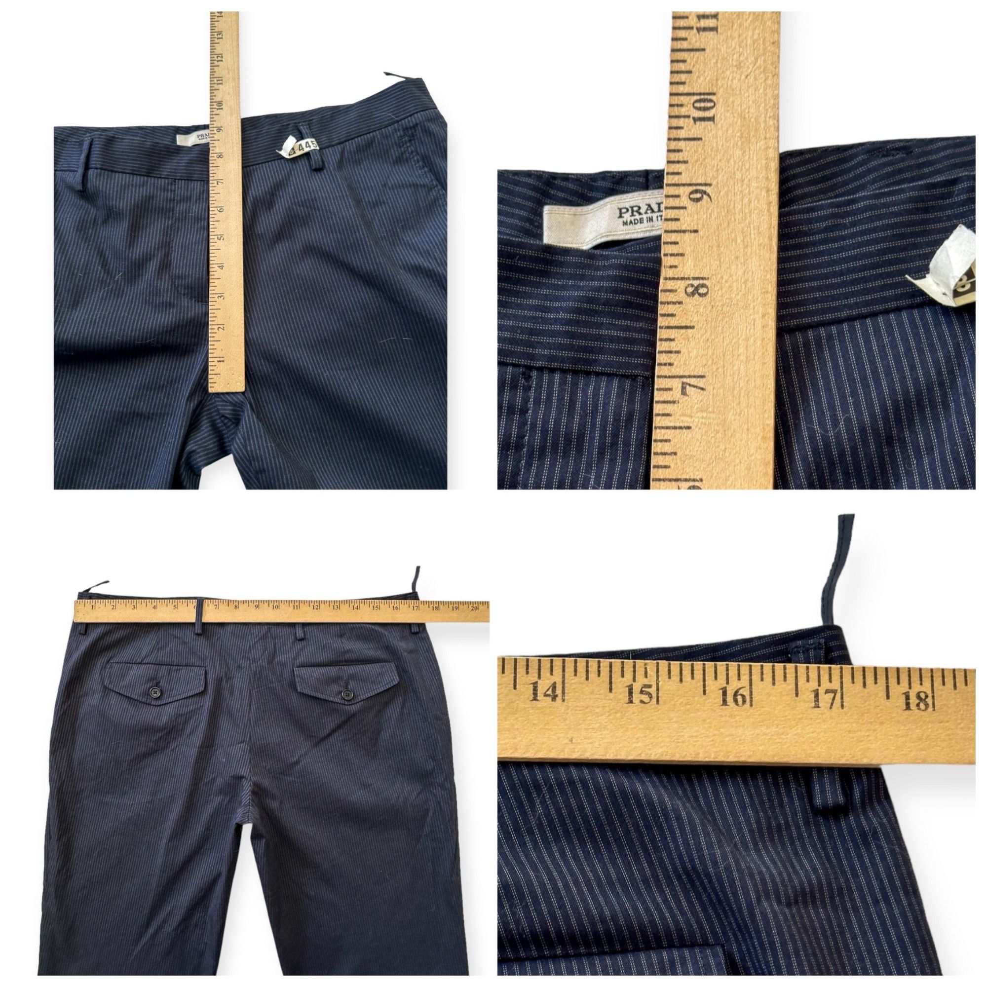Prada Prada Blue Striped Cotton Pants, Size Italian 46/L Size 32" / US 10 / IT 46 - 11 Thumbnail