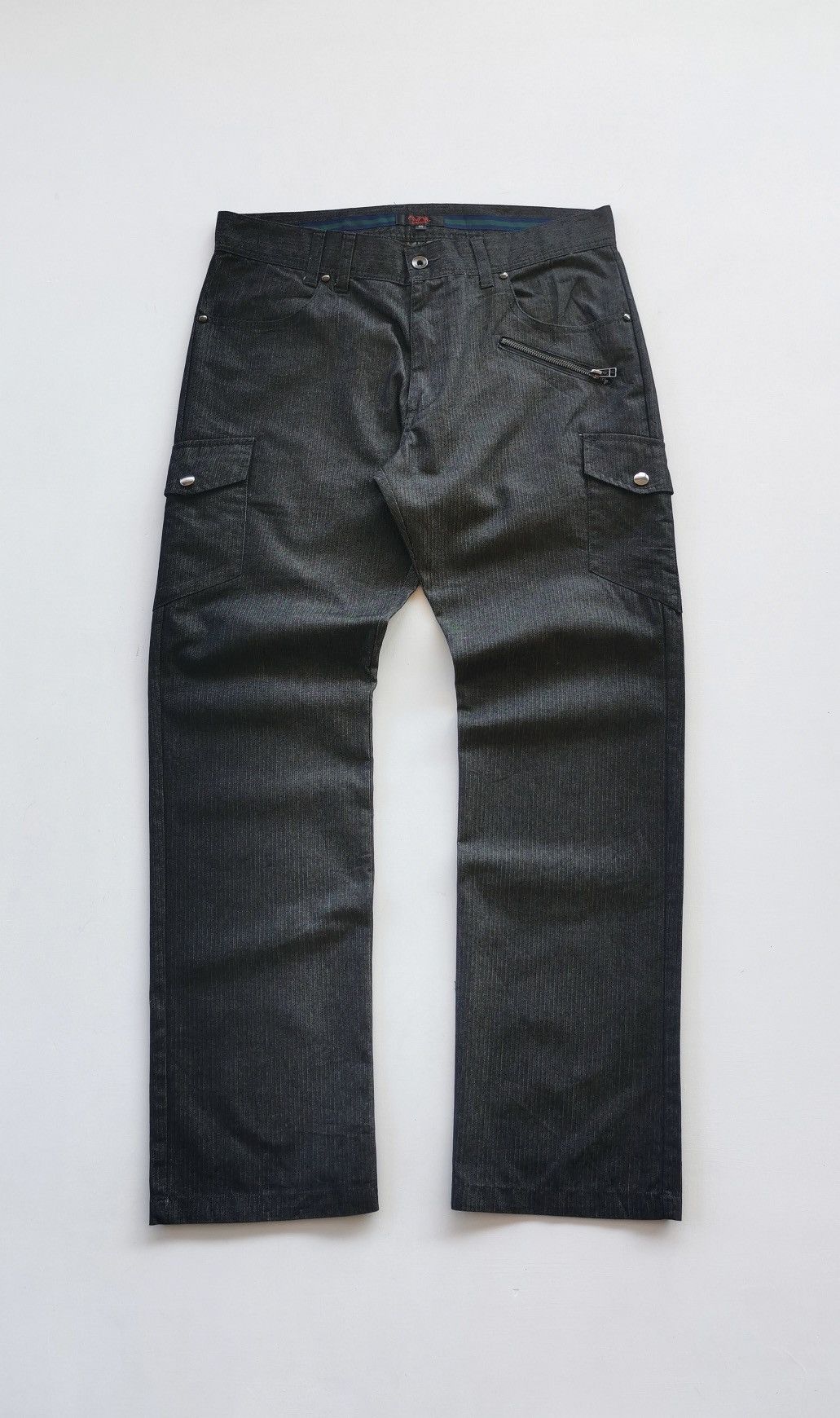 Japanese Brand Avail Japan Striped Zipper Cargo Pants Size US 33 - 4 Thumbnail