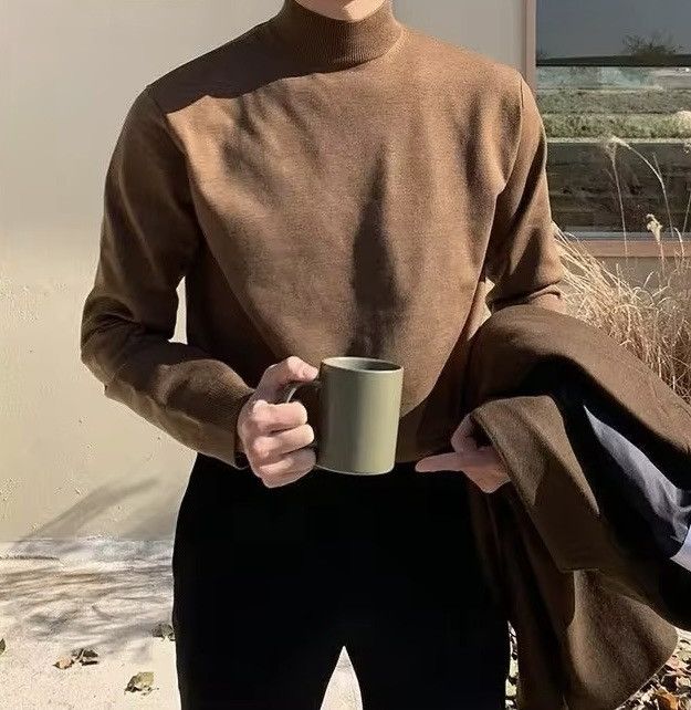 Other Streetwear Casual Solid Turtleneck Knit Sweater Pullover Size US XL / EU 56 / 4 - 3 Thumbnail