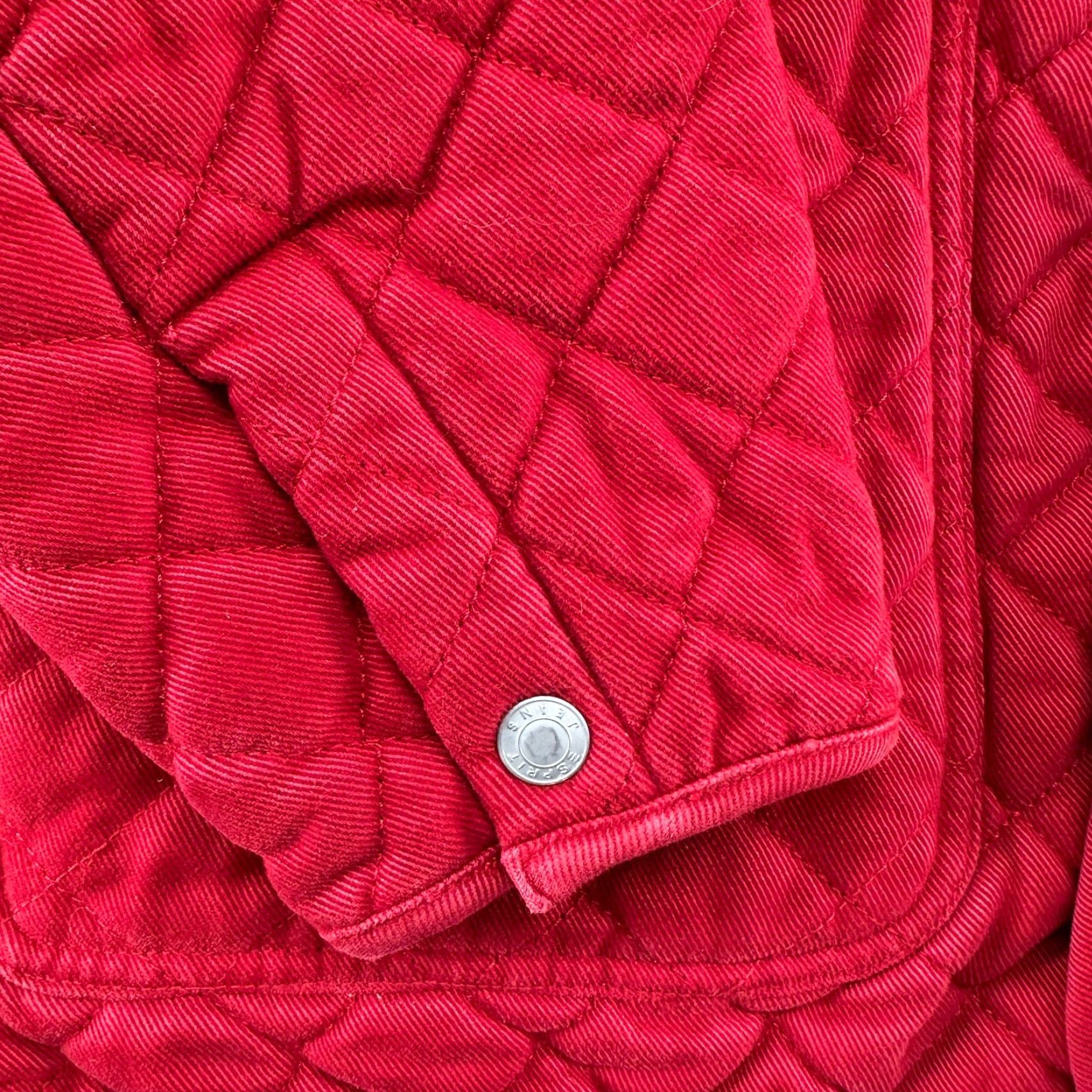 Esprit VINTAGE Esprit Jacket Womens M Red Quilted Diamond Snap Chore Barn Coat 90s Size M / US 6-8 / IT 42-44 - 4 Thumbnail