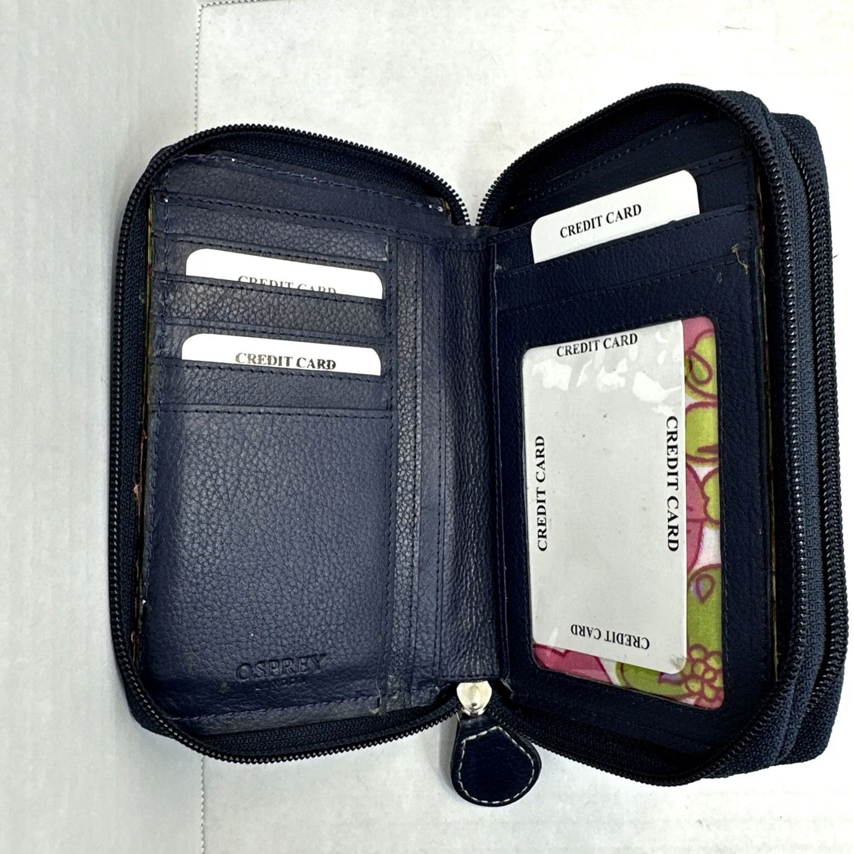 Osprey VINTAGE Osprey London Navy Blue Zip Wallet Graeme Ellisdon Leather Size ONE SIZE - 5 Thumbnail