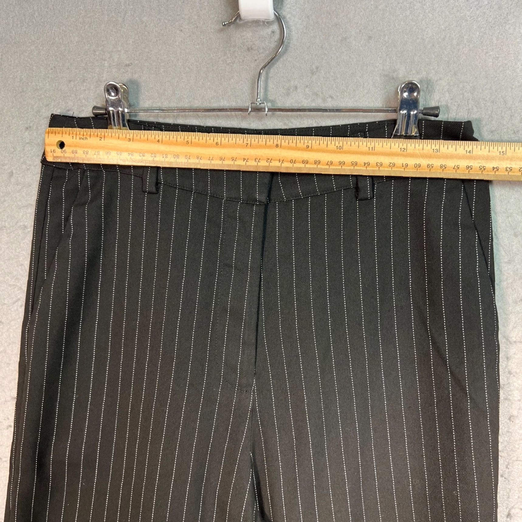 Vintage El Closet De Me Hermana Womens Medium Black Pinstripe Straight-Leg Pants Size 32" / US 10 / IT 46 - 5 Thumbnail
