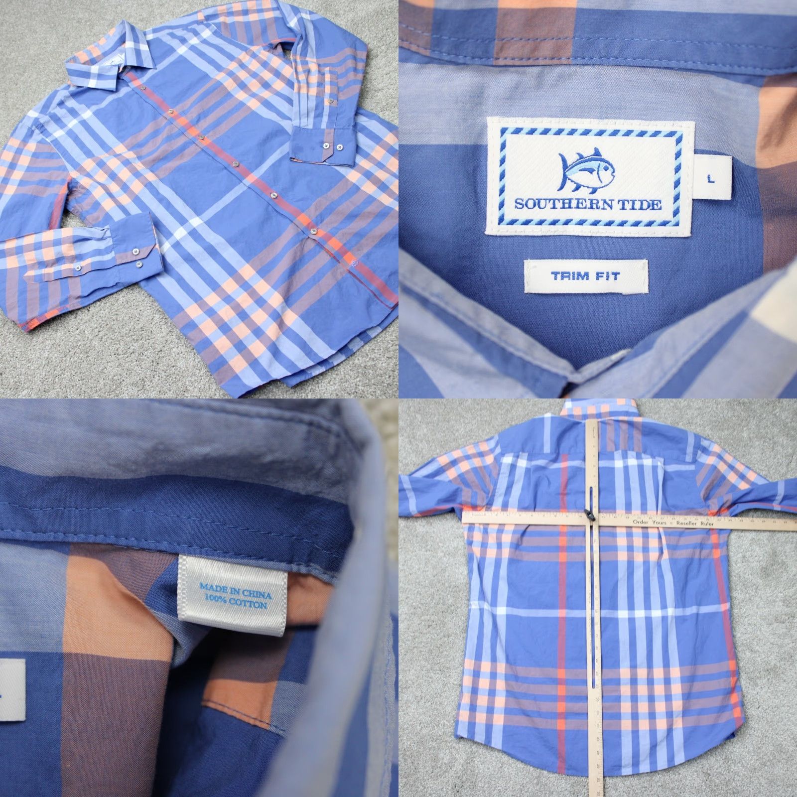 Southern Tide Southern Tide Shirt Mens Large Blue/Pink Plaid Button-Up Long Sleeve Cotton 100% Classic Fit Button-Down Tailored Womens? Size US L / EU 52-54 / 3 - 8 Thumbnail