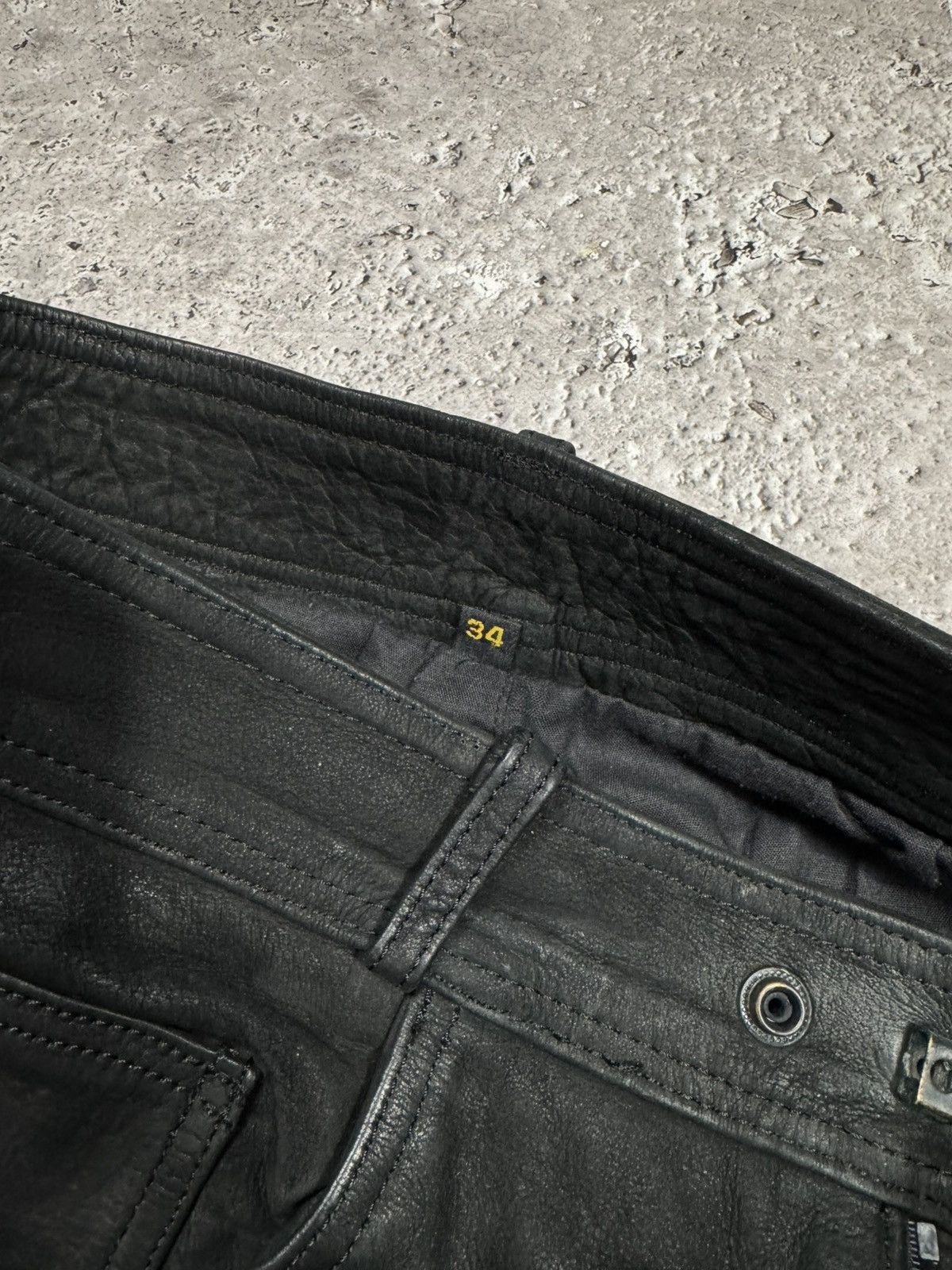 Leather Distressed Leather Pants Black Size 34 Straight Fit Biker Size US 32 / EU 48 - 10 Thumbnail