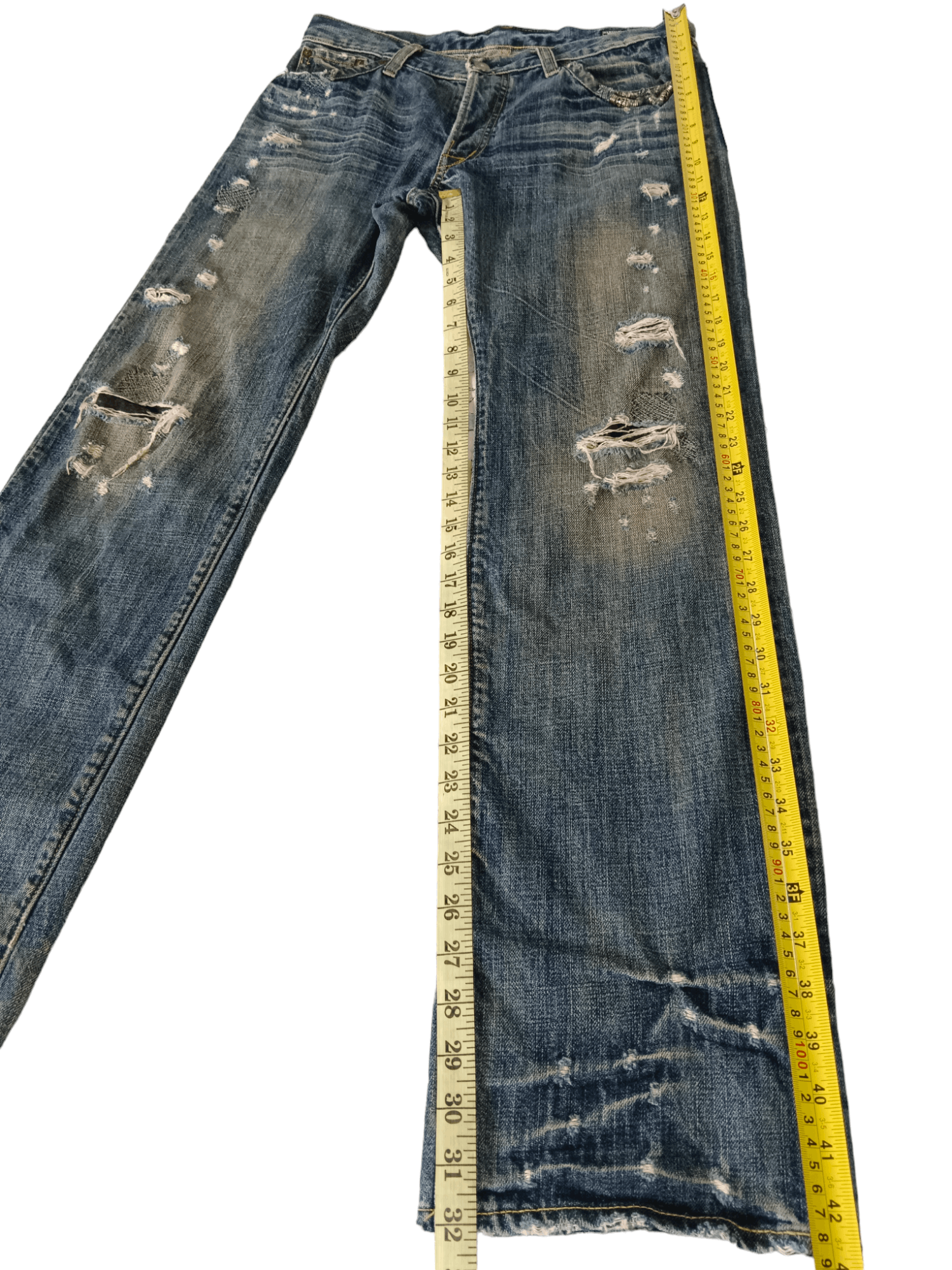 If Six Was Nine × Japanese Brand × Tornado Mart Bartack Seditionaries Distress Denim Size US 31 - 9 Thumbnail