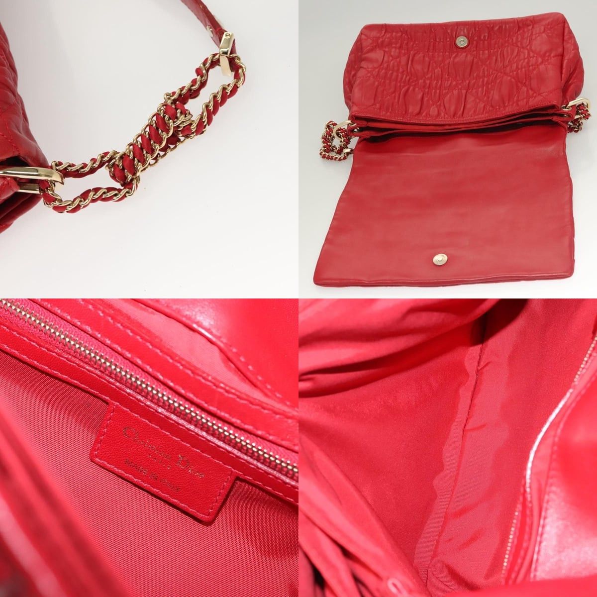Dior DIOR Canage Shoulder Bag Lamb Skin Red Gold Size ONE SIZE - 11 Thumbnail