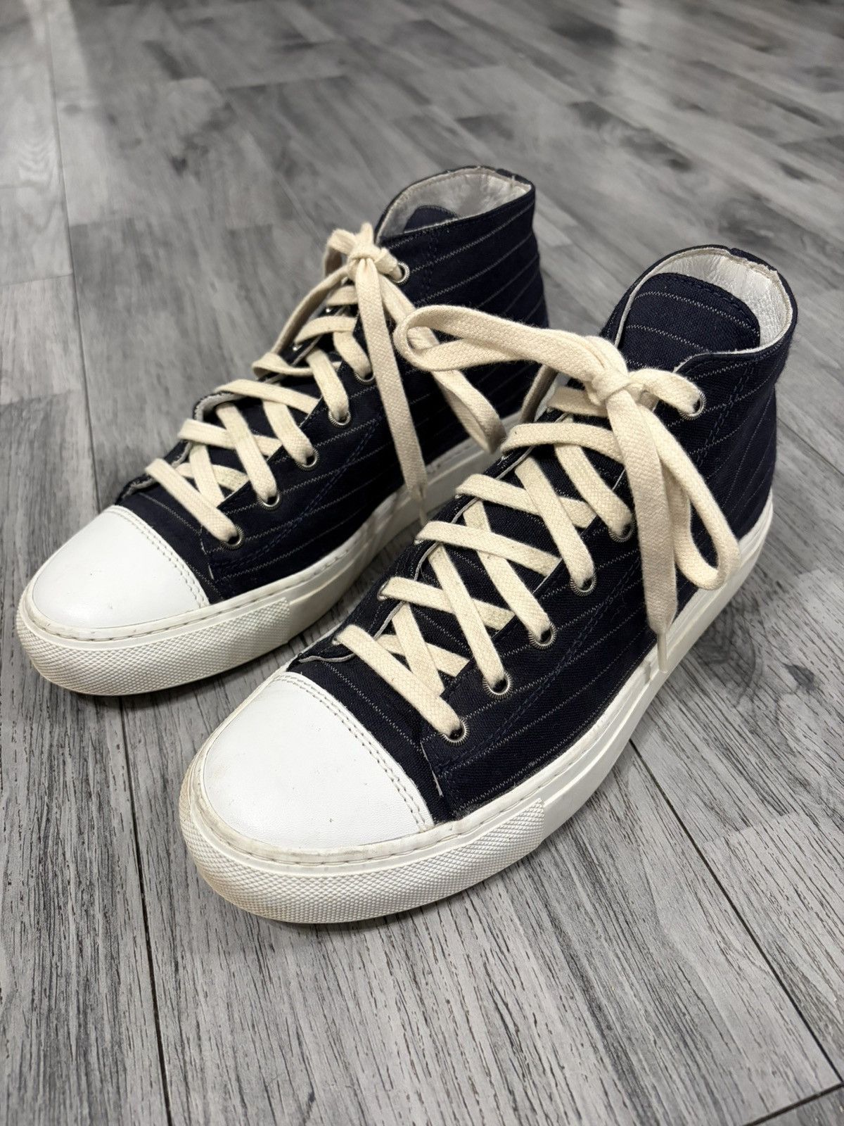 SOFIE D'HOORE Sofie D'Hoore Black High-Top Sneakers with Cream Laces Size US 10 / IT 40 - 1 Thumbnail