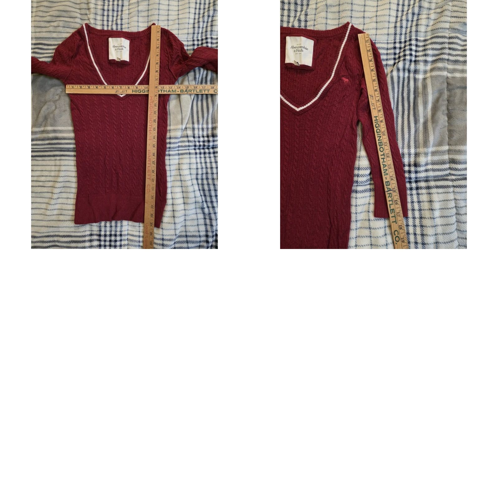 Abercrombie & Fitch VINTAGE Abercrombie & Fitch Cable Knit Long Sleeve Stretch Top Red Women's Large Blouse Slim V-Neck 3/4 Sleeve Embroidered Preppy 90s Casual Shirt Size L / US 10 / IT 46 - 9 Thumbnail