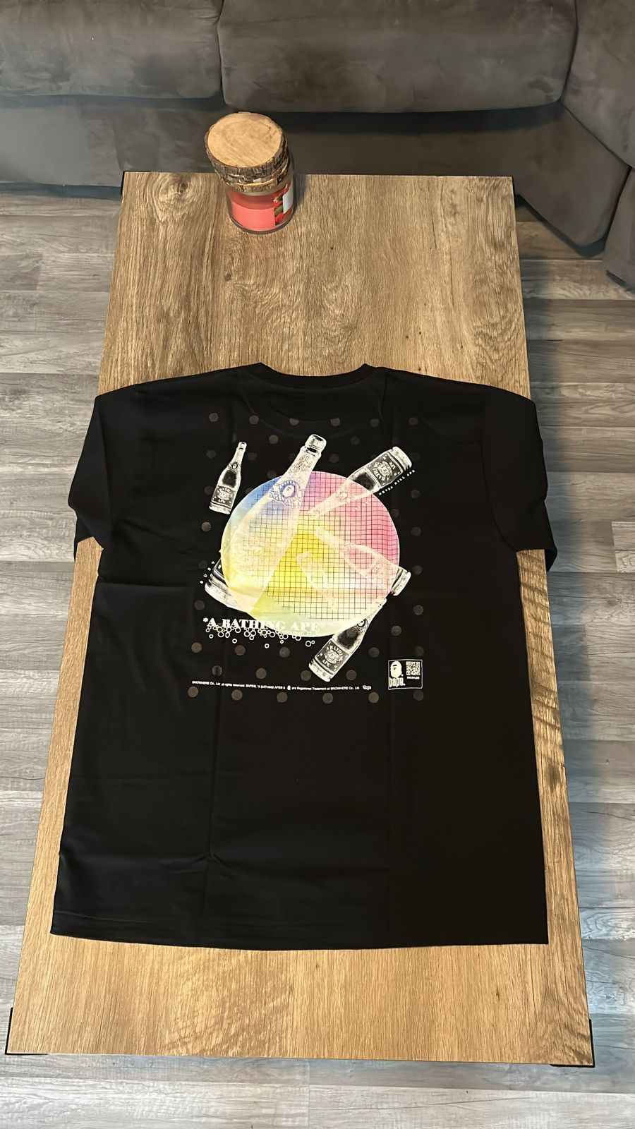 image of Bape Champagne Bottles Retro Tee Size Large in Black, Men's