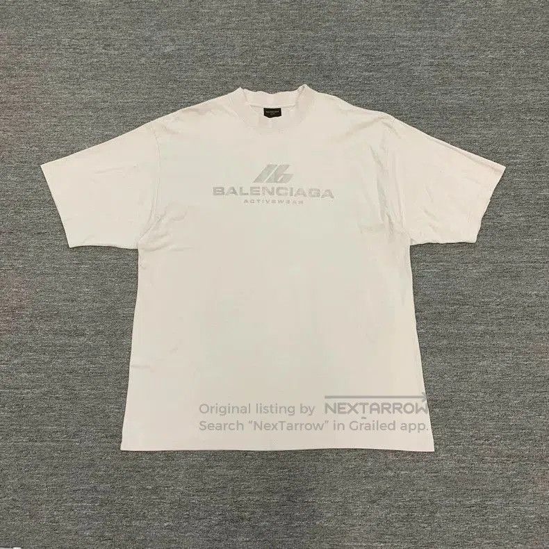 Balenciaga White Reflective Logo T-shirt.