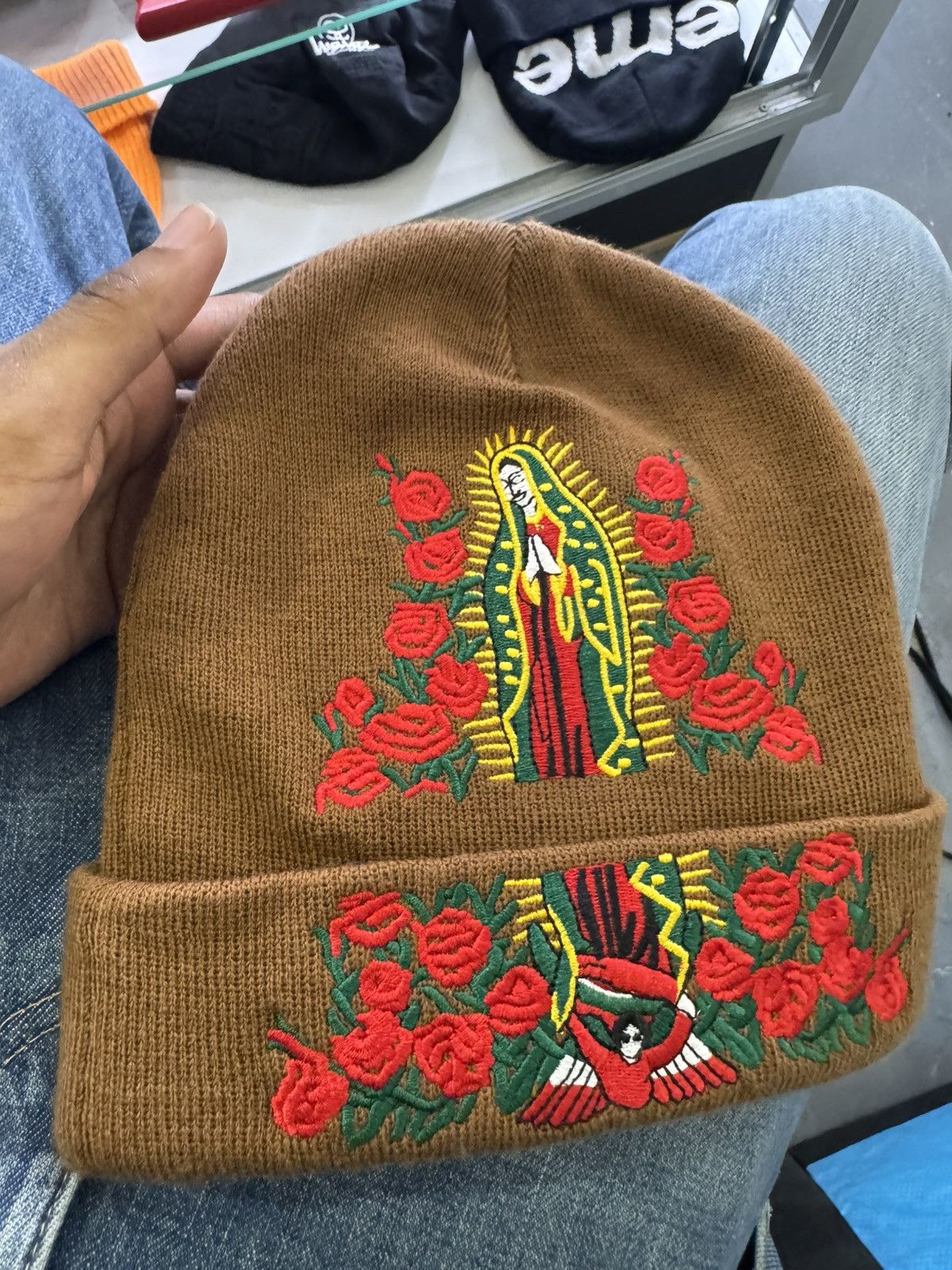 Supreme Guadalupe Beanie 黒 ニット帽 刺繍 Supreme - Guadalupe