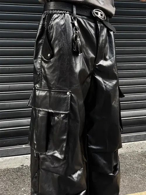 Japanese Brand Retro High Street Hip Hop Wide Leg Leather Pants Size US 32 / EU 48 - 4 Thumbnail