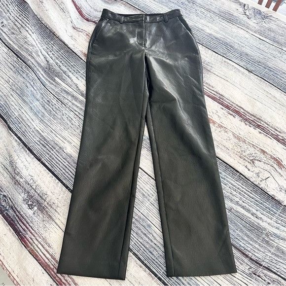 Other Babaton Black Vegan Leather Straight Leg Pants Size 27" / US 4 / IT 40 - 2 Thumbnail