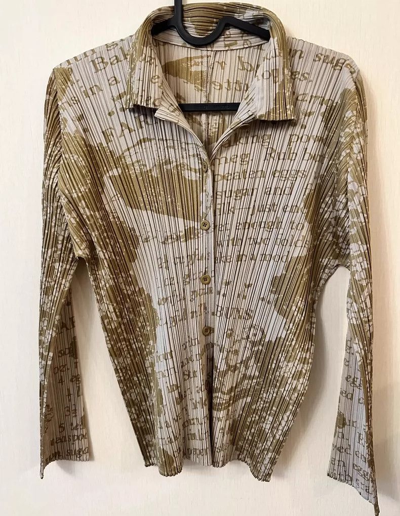 Issey Miyake Issey Miyake Brown pleated long-sleeved top Size L / US 10 / IT 46 - 5 Thumbnail