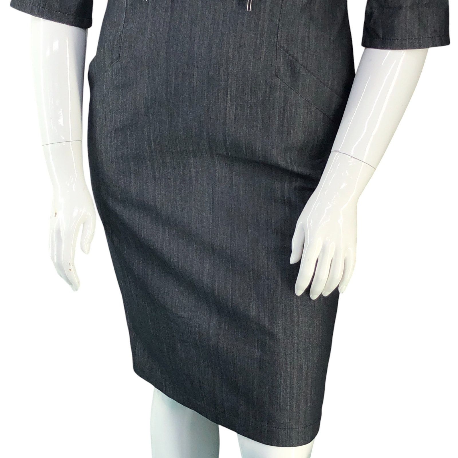 Lafayette 148 Lafayette 148 Size 8 Dress Nissa Lace Up Short Sleeve Grey Size M / US 6-8 / IT 42-44 - 3 Thumbnail