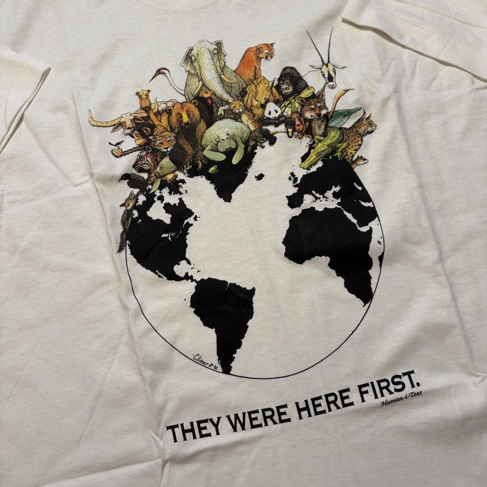 Vtg Fruit Of The Loom They Were Here First Shirt XL Animals
