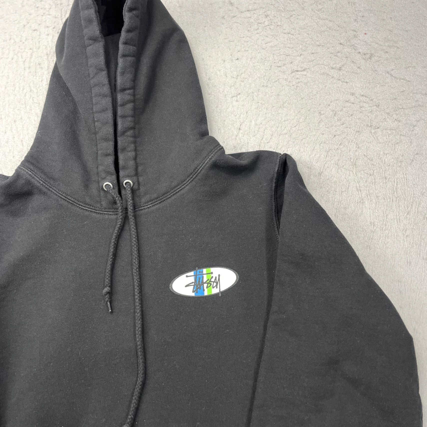 Vintage Stussy Hoodie Mens Medium Black Fleece Sweatshirt Pullover Hoodie Grunge Skateboard Pullover Sweatshirt (adjust to include only original words) Size US M / EU 48-50 / 2 - 3 Thumbnail