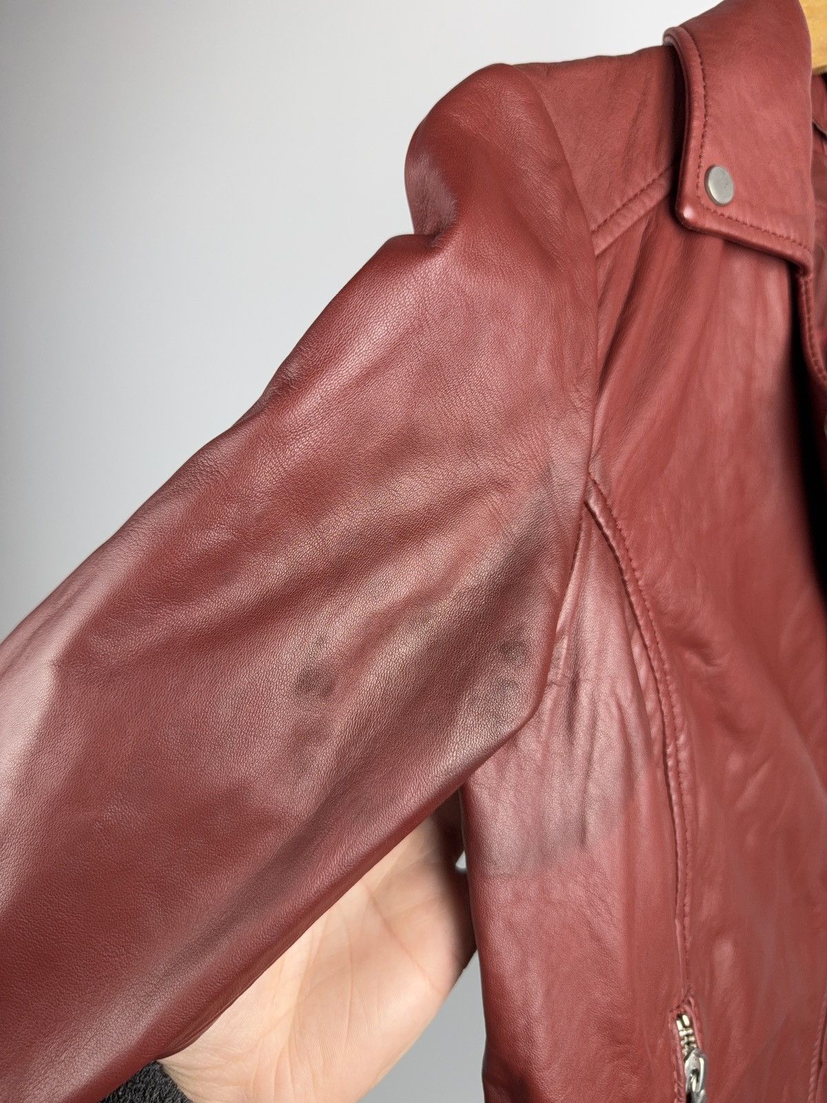 Genuine Leather Avant Garde 00s Red Leather Biker Moto Punk Rock Jacket Size S / US 4 / IT 40 - 4 Thumbnail
