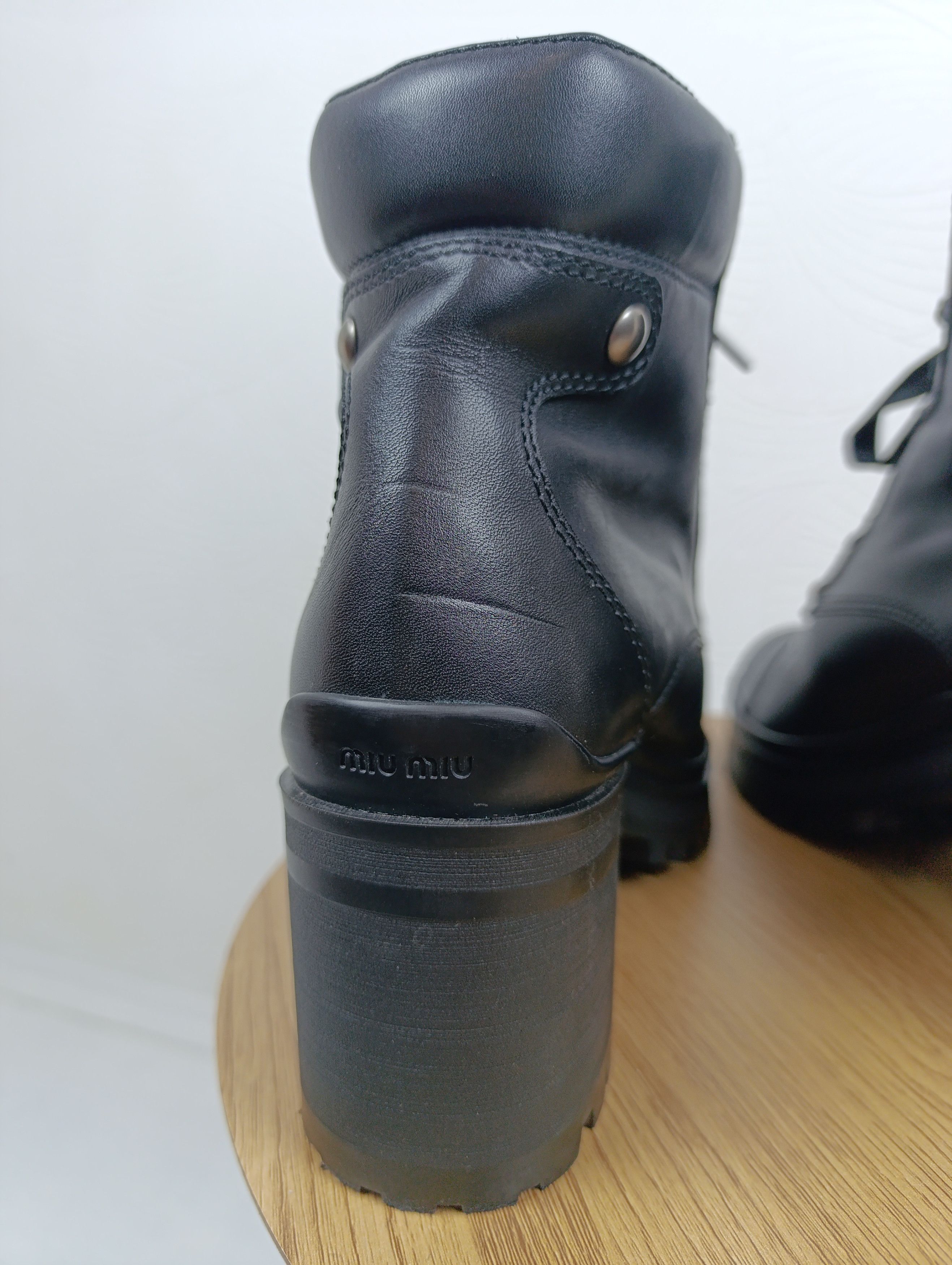 Miu Miu MIU MIU BLACK HIGH HEEL BIKER LACE UP BOOTS SIZE 39 Size US 9 / IT 39 - 11 Thumbnail
