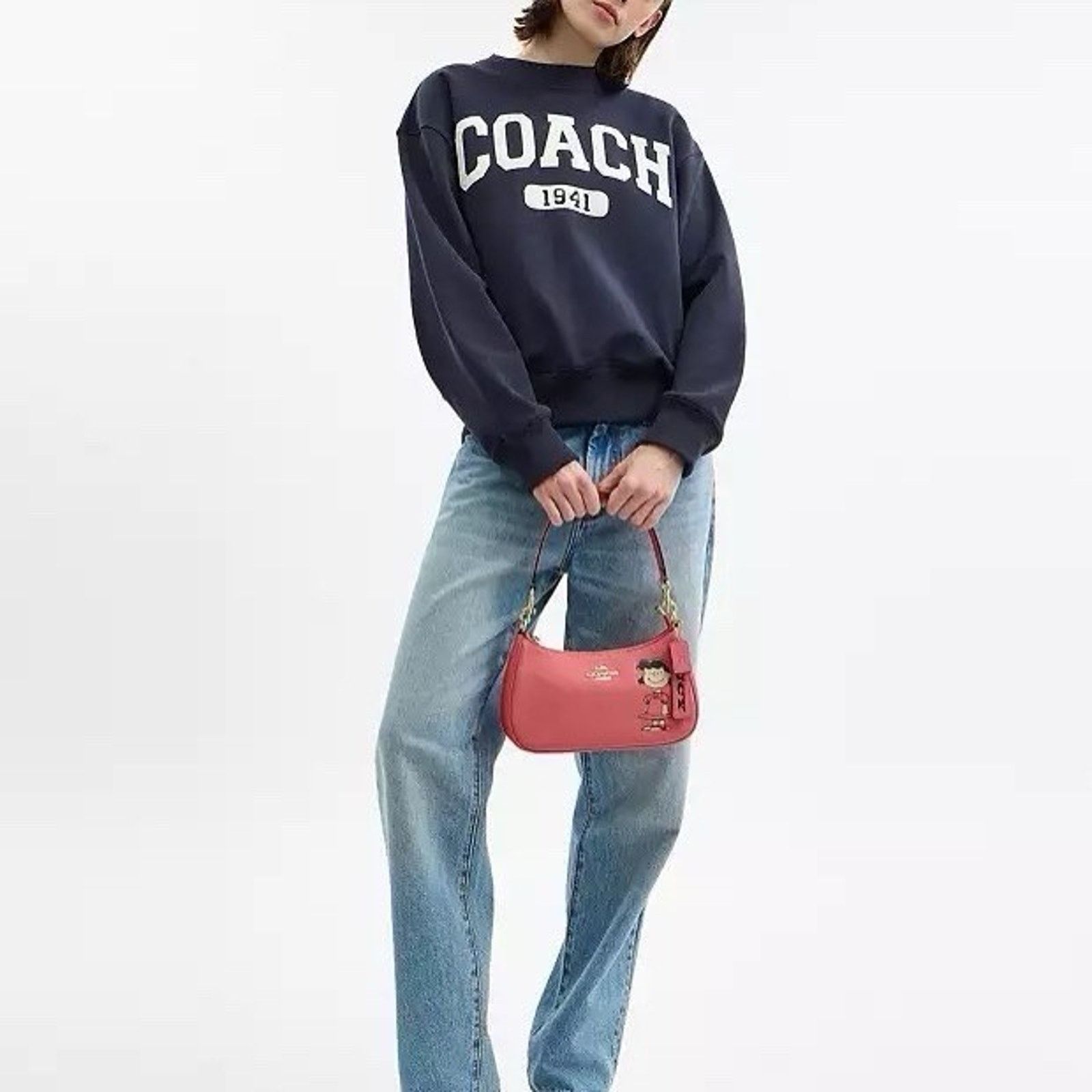 Coach NWT COACH x PEANUTS Teri Shoulder Lucy Bright Coral CBM32 Size ONE SIZE - 10 Thumbnail
