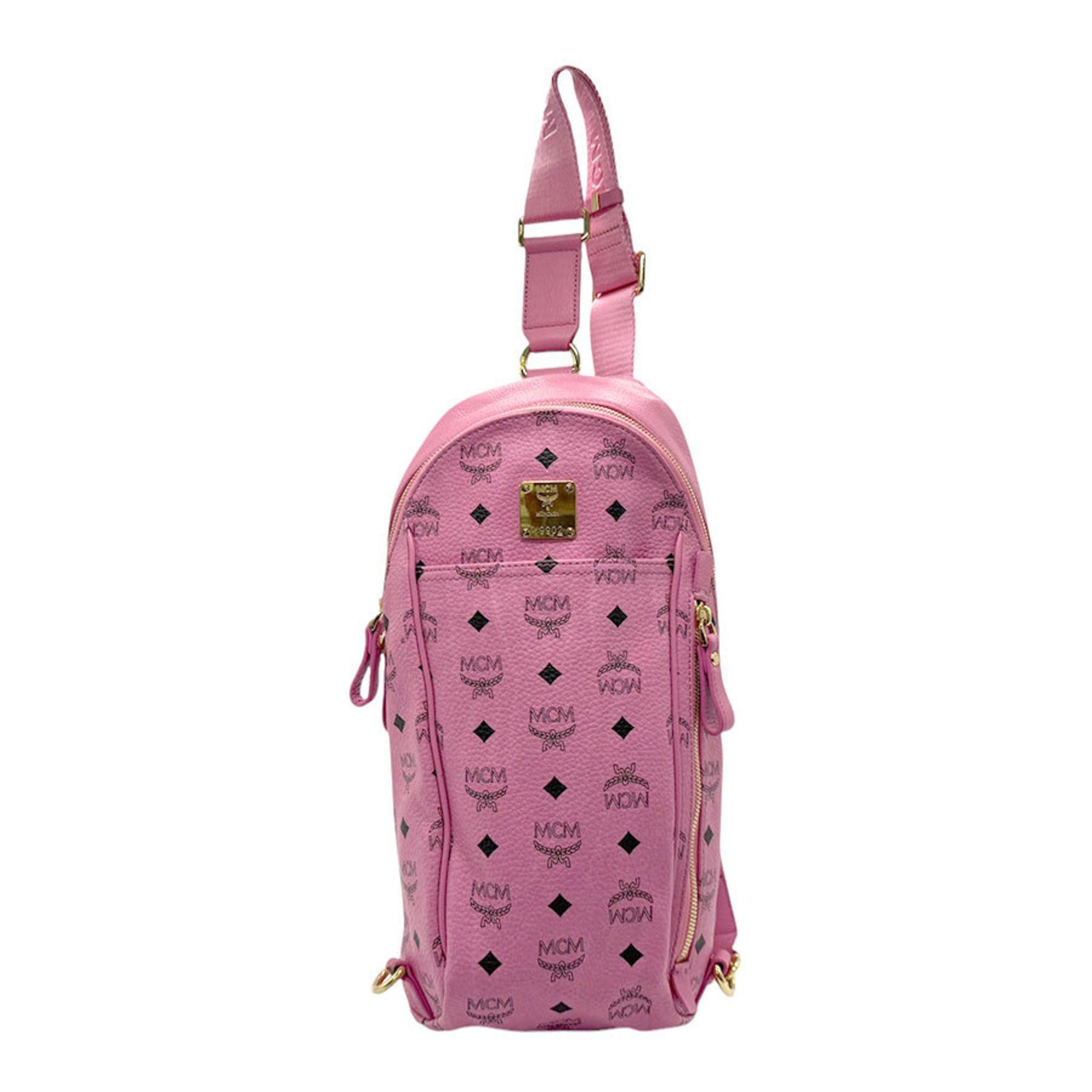 MCM MCM Body Bag Leather Pink Black Gold Women s z2822 Grailed