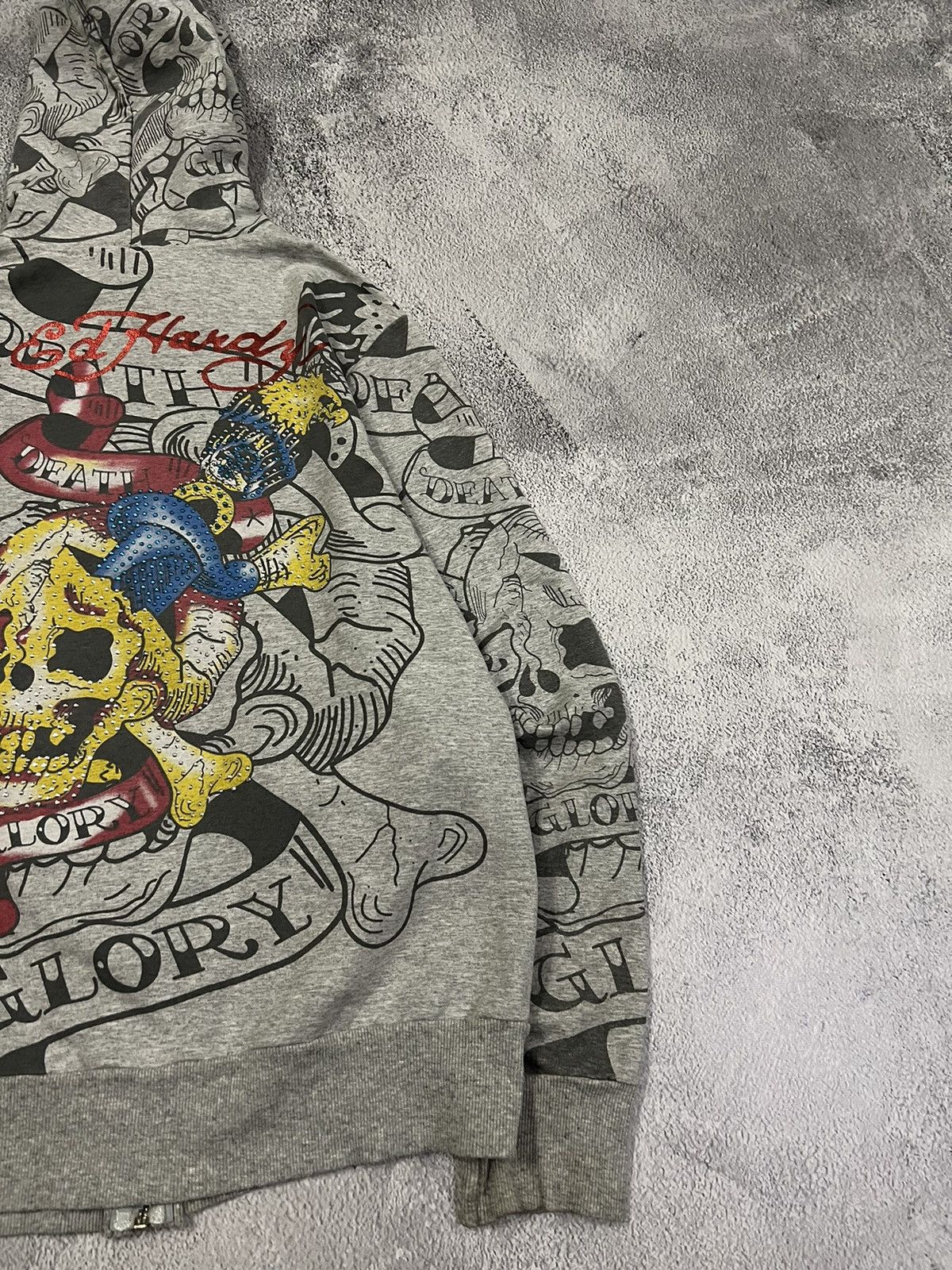 Ed Hardy Vintage Y2k Skull ☠️ Rare Ed Hardy All Over Print Zip Hoodie Size M / US 6-8 / IT 42-44 - 16 Thumbnail