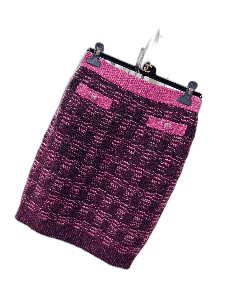 Chanel Chanel Plum Pink Knitted Skirt Size 38 Size 38" / US 16 / IT 52 - 1 Thumbnail