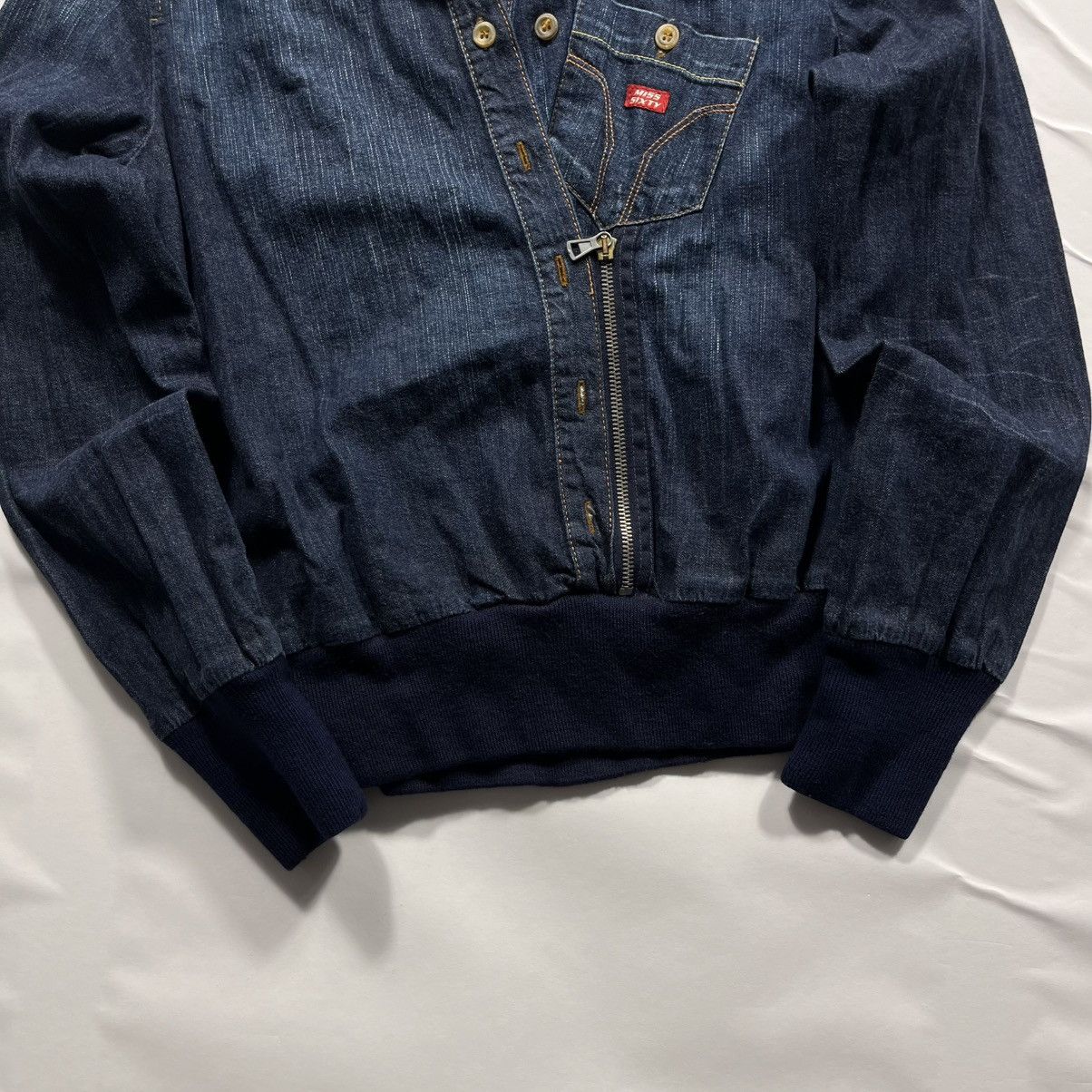 Le Grande Bleu (L.G.B.) Vintage y2k Miss Sixty 60 denim bomber jacket swag drip Size US S / EU 44-46 / 1 - 5 Thumbnail