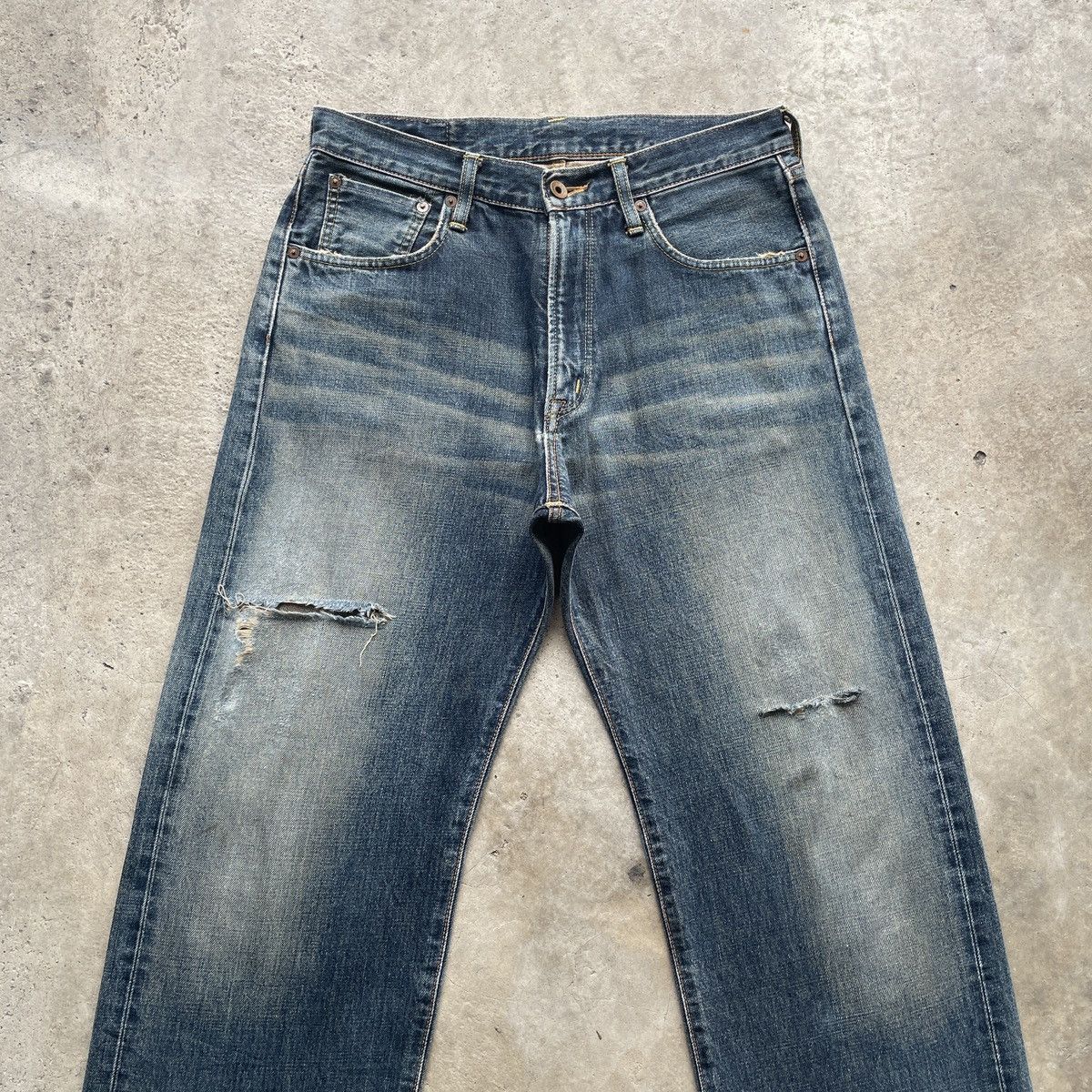 Edwin Vintage Edwin 505 Distressed Baggy Jeans RedLine Faded Pants Size US 31 - 3 Thumbnail