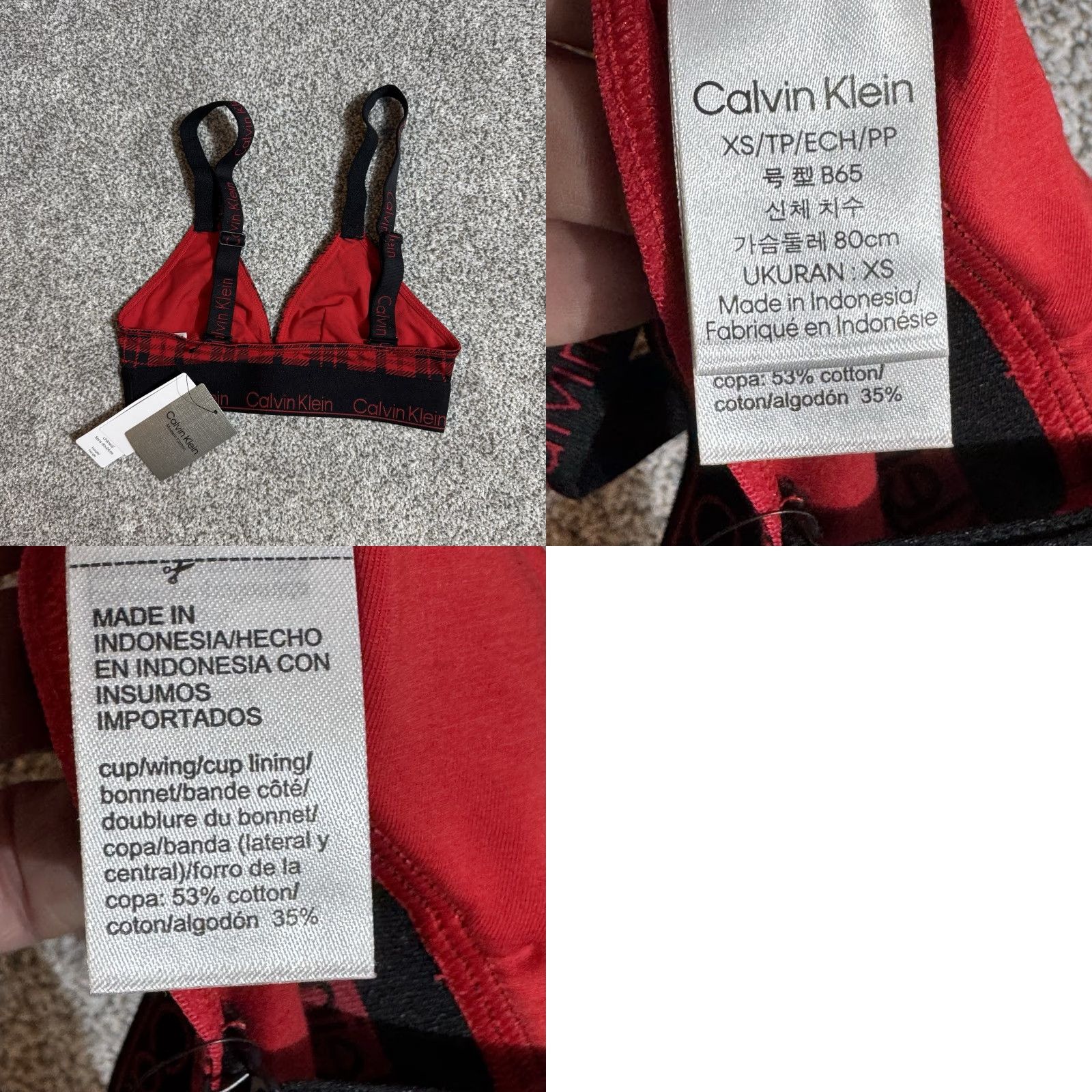 Calvin Klein Calvin Klein Bralette XS Women Triangle Crossback Plaid Preppy Minimalist Streetwear Red Wireless Logo Brand【200 chars max】 Size ONE SIZE - 8 Thumbnail