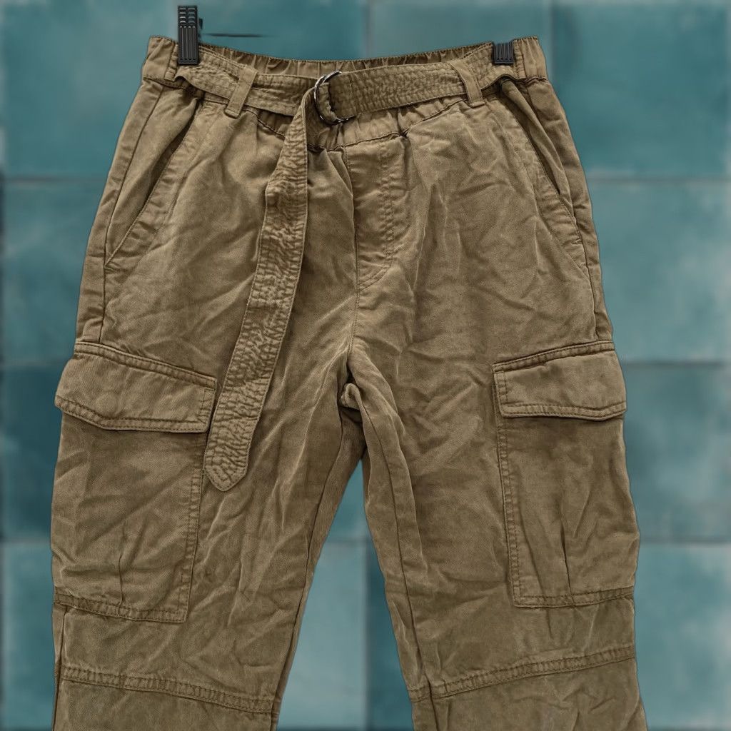Vintage PAM & GELA Jogger Pants Women's P XS Brown Lyocell Cargo Utility Belted Casual Pants Size 26" / US 2 / IT 38 - 1 Thumbnail